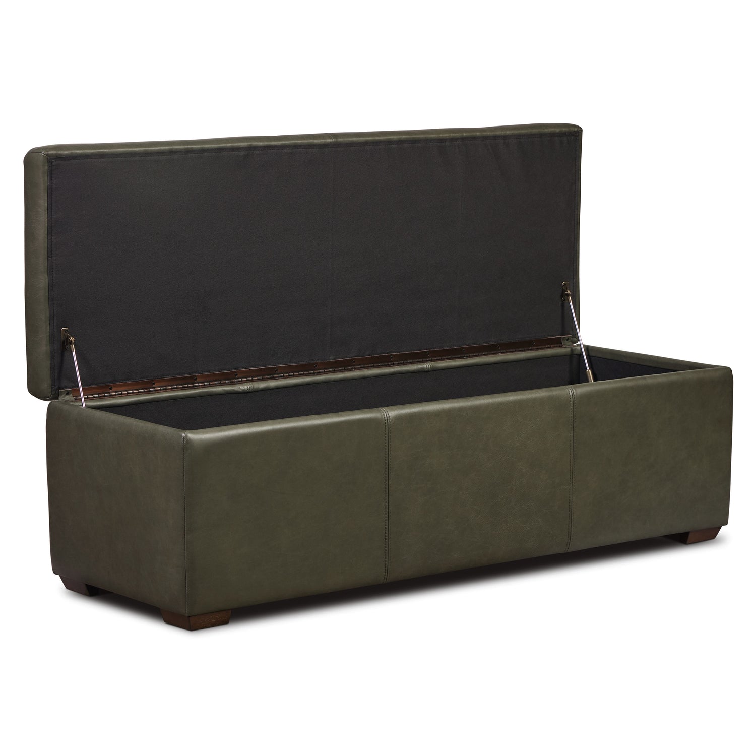 Senja Leather Storage Ottoman | Olivine Green 
