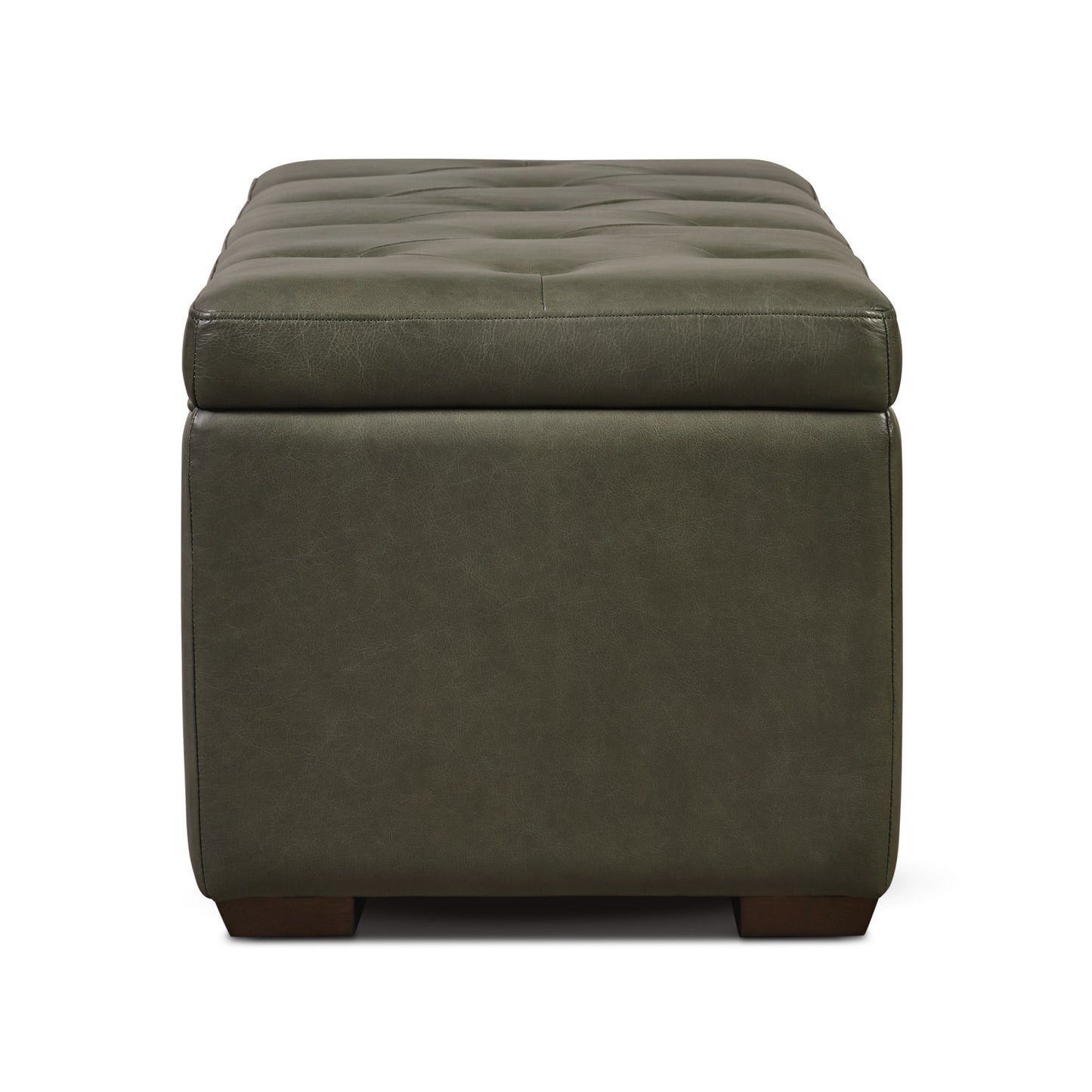 Senja Leather Storage Ottoman | Olivine Green