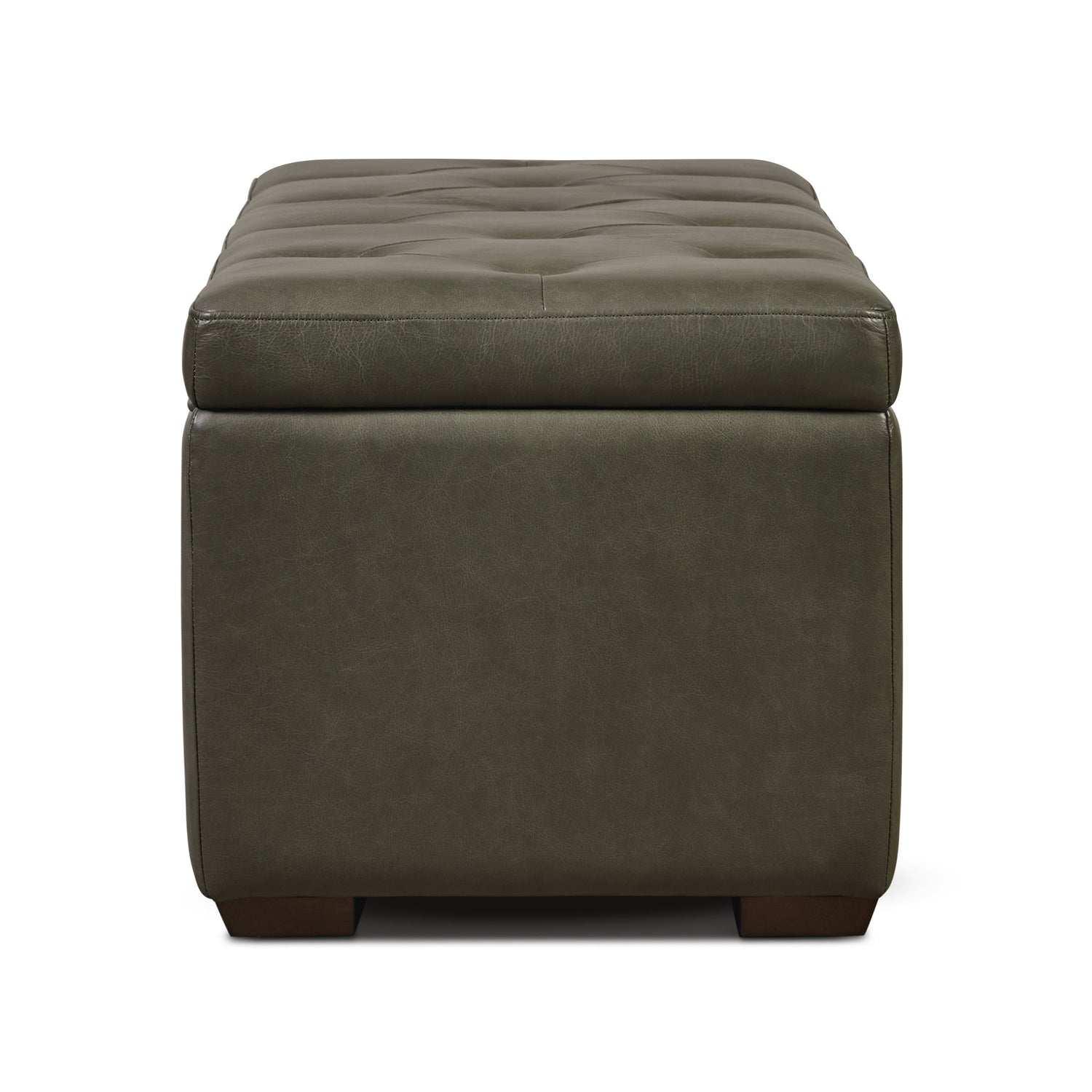 Senja Leather Storage Ottoman | Olivine Green 