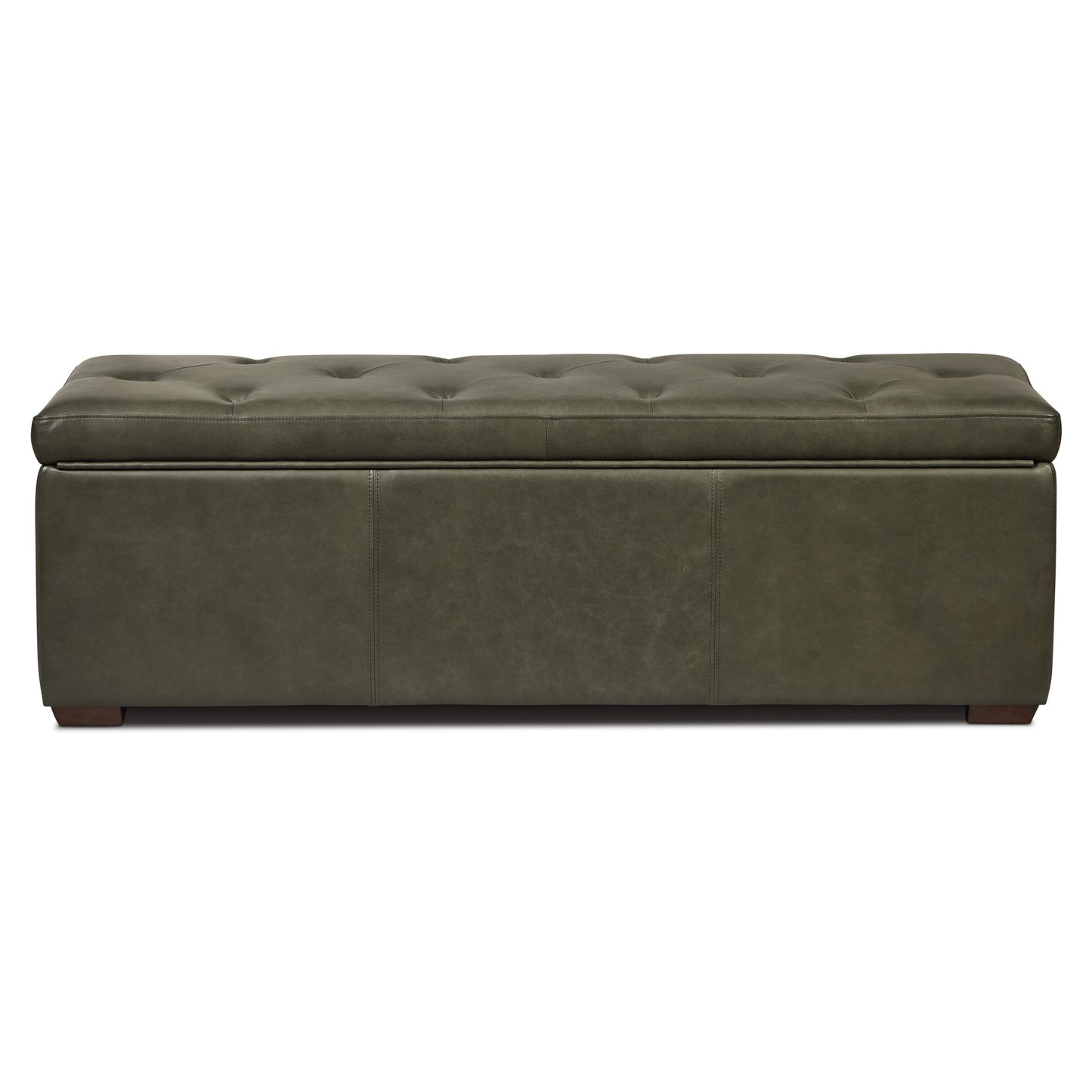 Senja Leather Storage Ottoman | Olivine Green