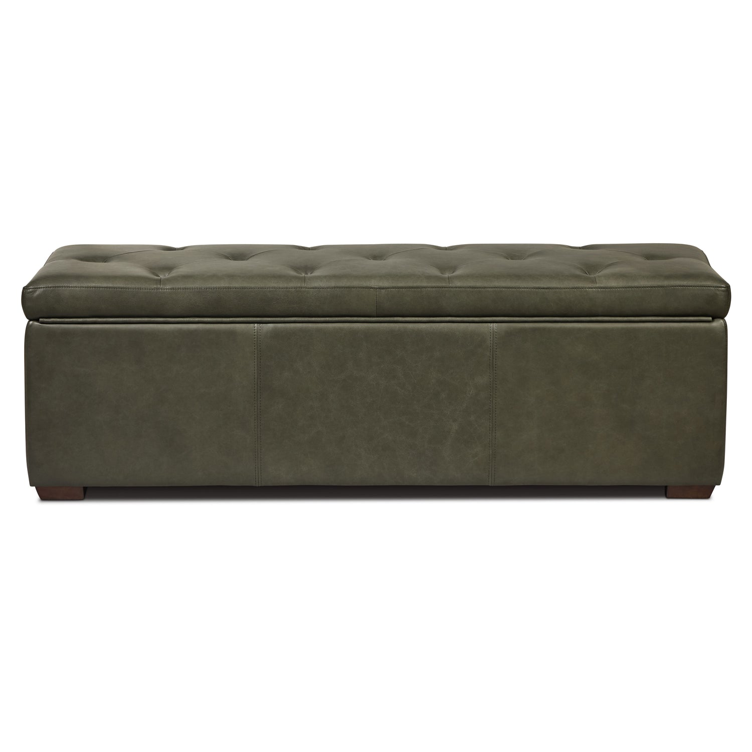 Senja Leather Storage Ottoman | Olivine Green 