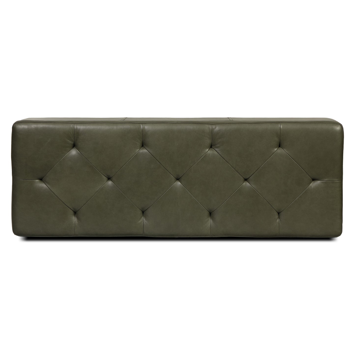 Senja Leather Storage Ottoman | Olivine Green