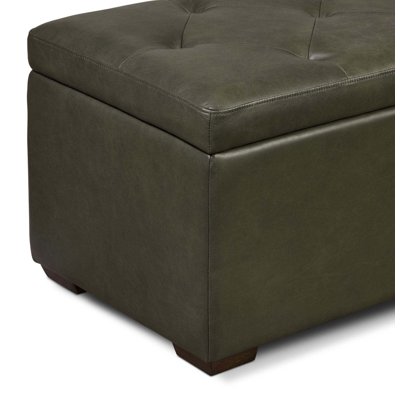 Senja Leather Storage Ottoman | Olivine Green 
