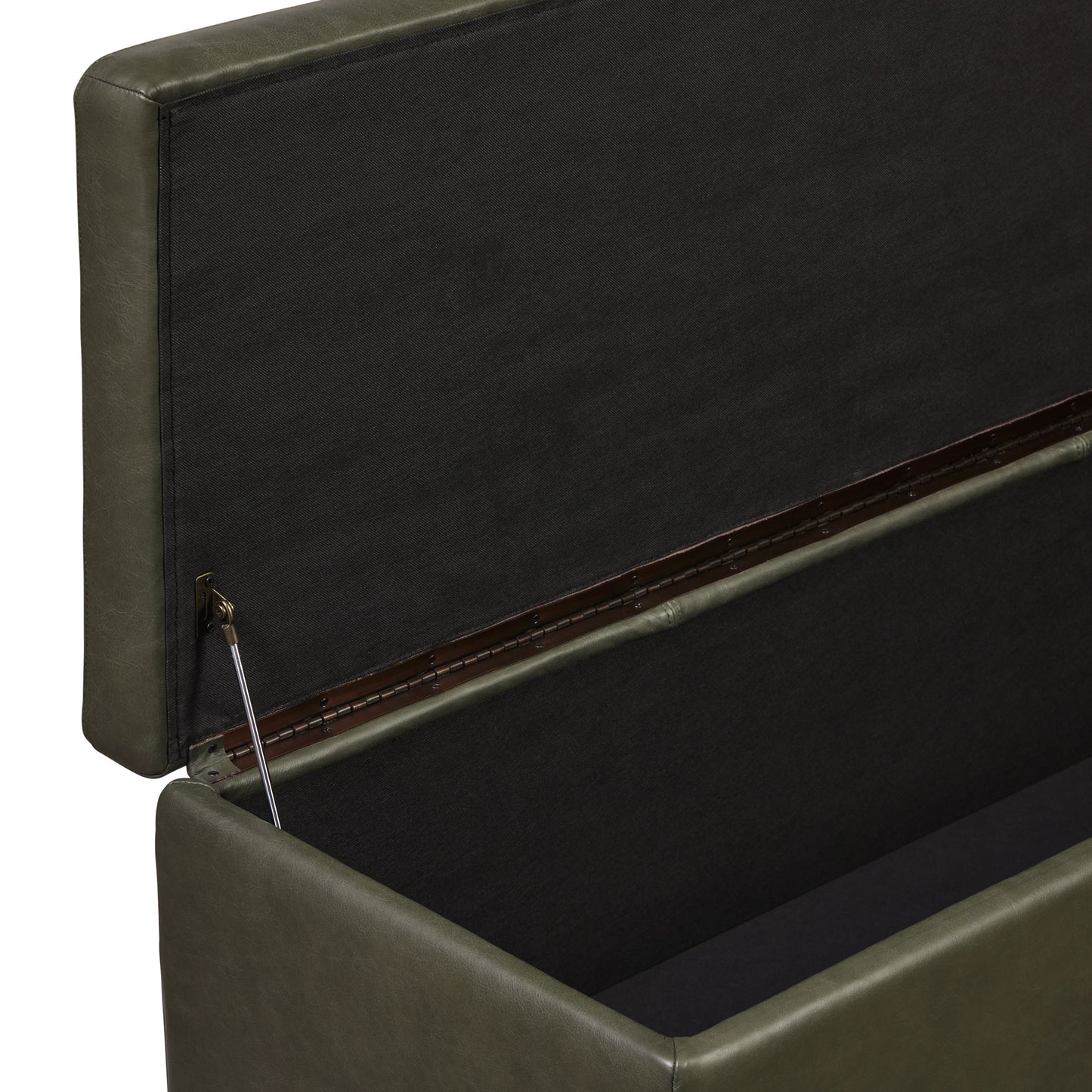 Senja Leather Storage Ottoman | Olivine Green