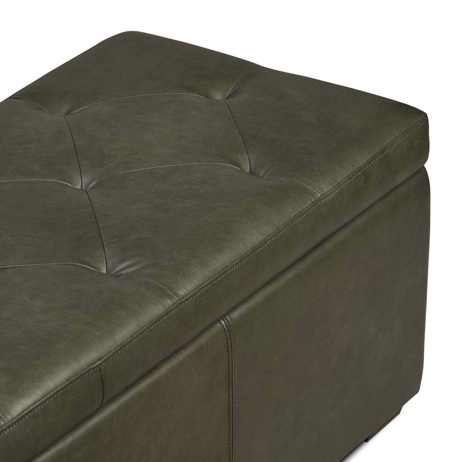 Senja Leather Storage Ottoman | Olivine Green 