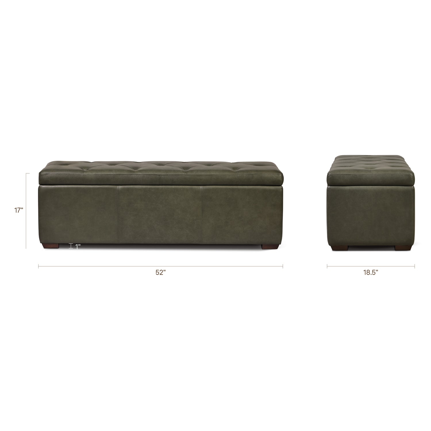 Senja Leather Storage Ottoman | Olivine Green 