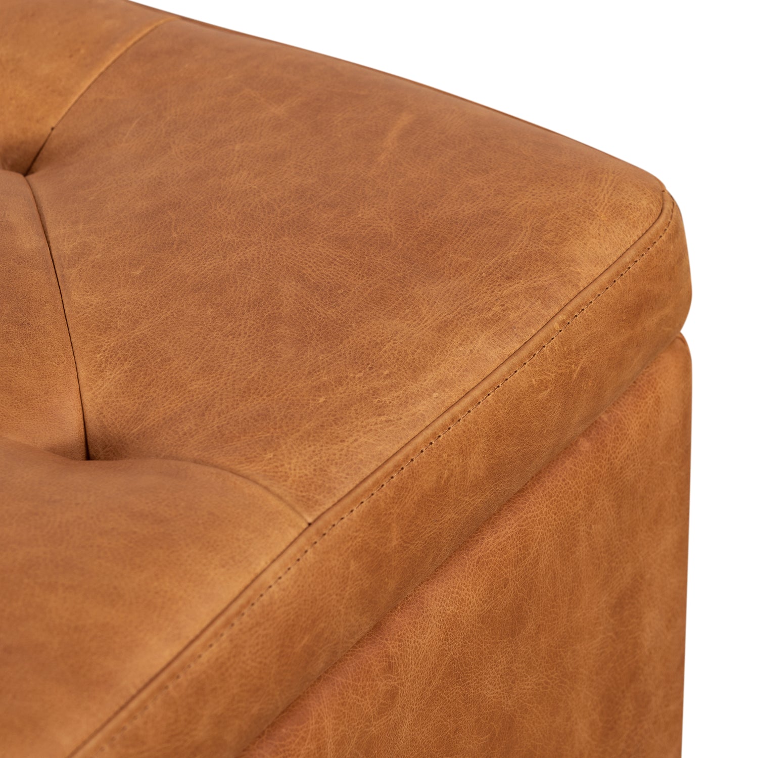 Senja Leather Storage Ottoman | Cognac Tan 