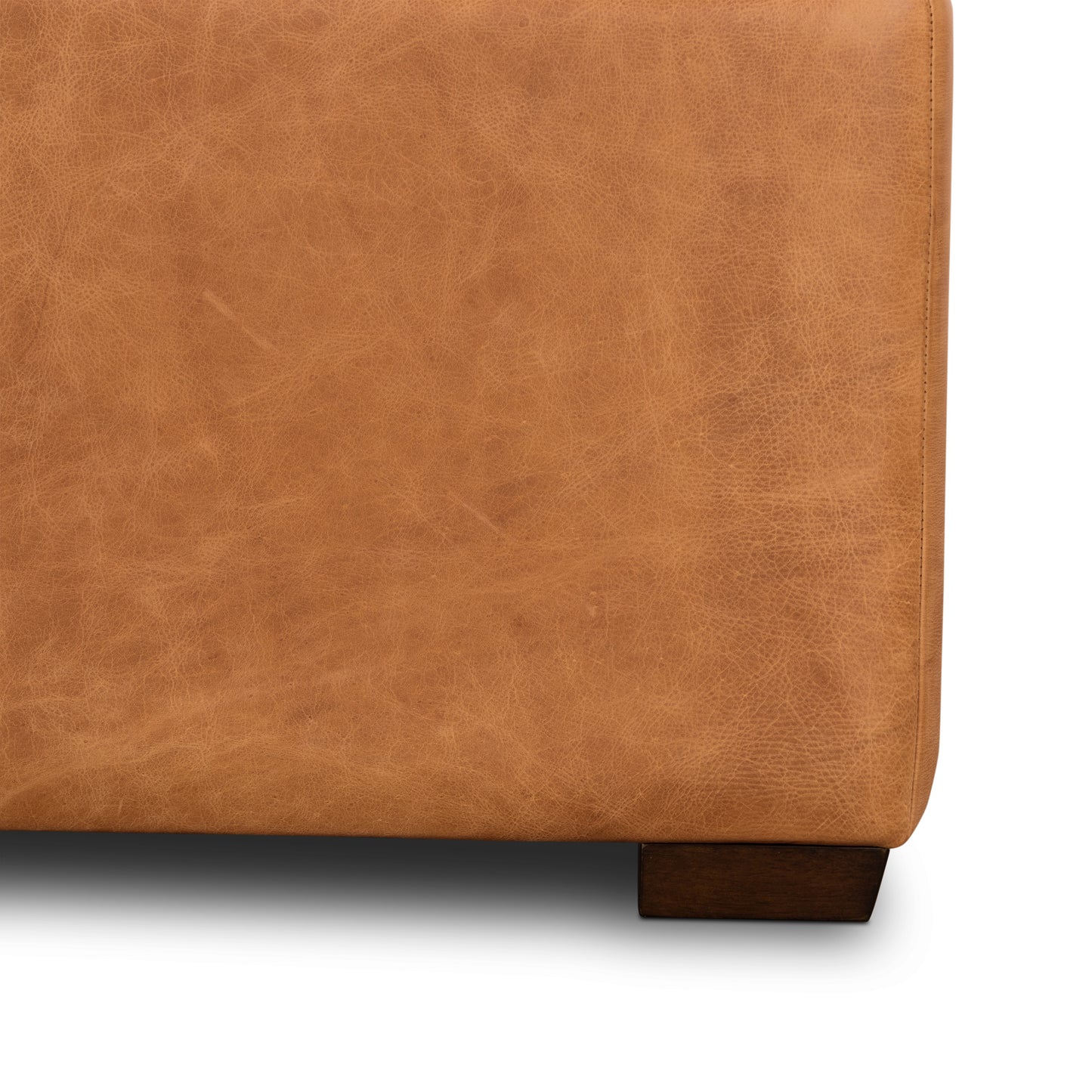 Senja Leather Storage Ottoman | Cognac Tan
