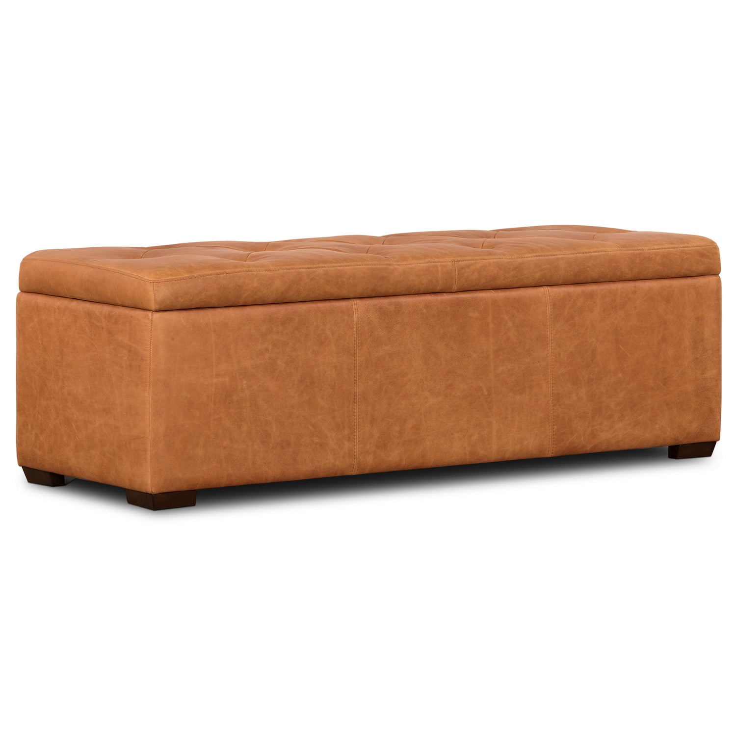 Senja Leather Storage Ottoman | Cognac Tan 