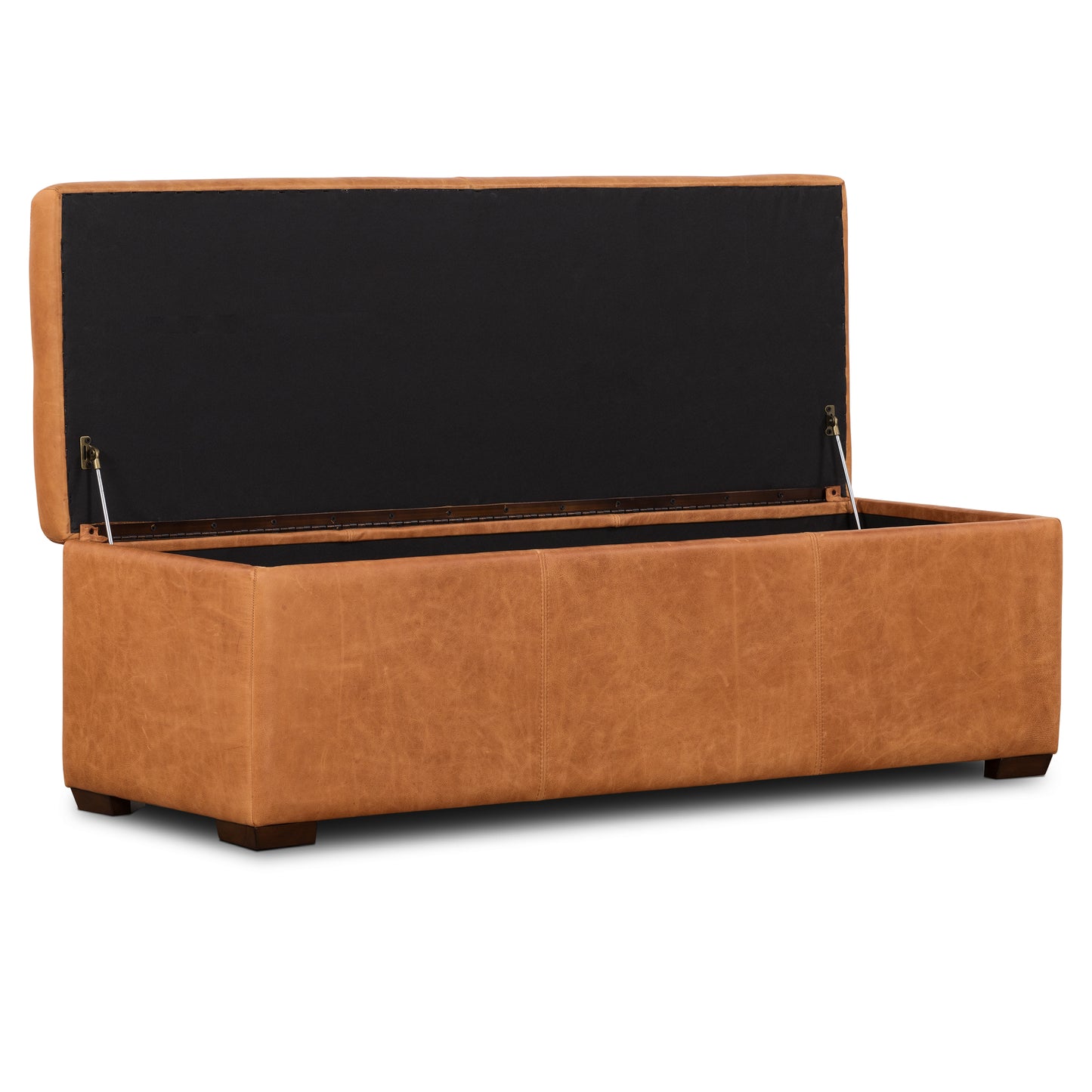 Senja Leather Storage Ottoman | Cognac Tan
