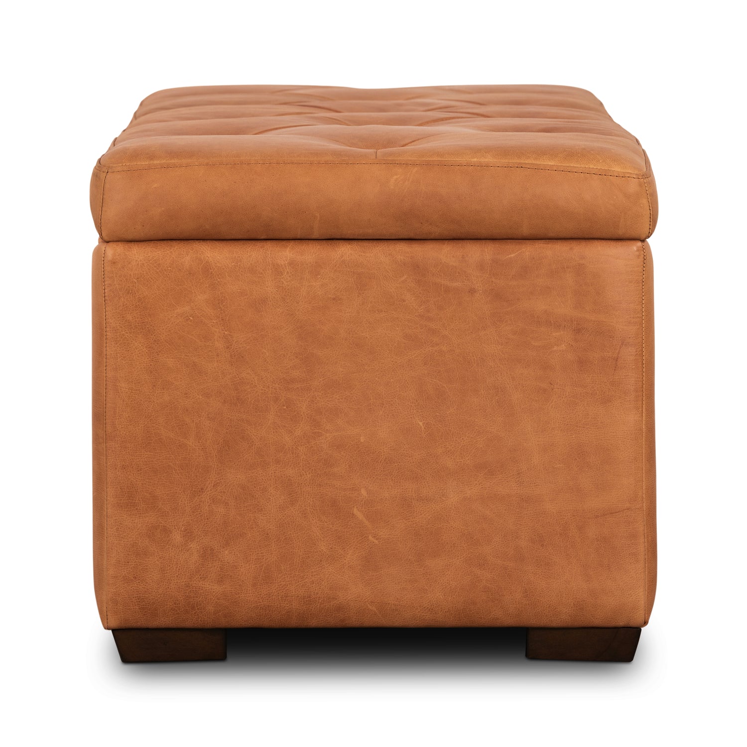 Senja Leather Storage Ottoman | Cognac Tan 