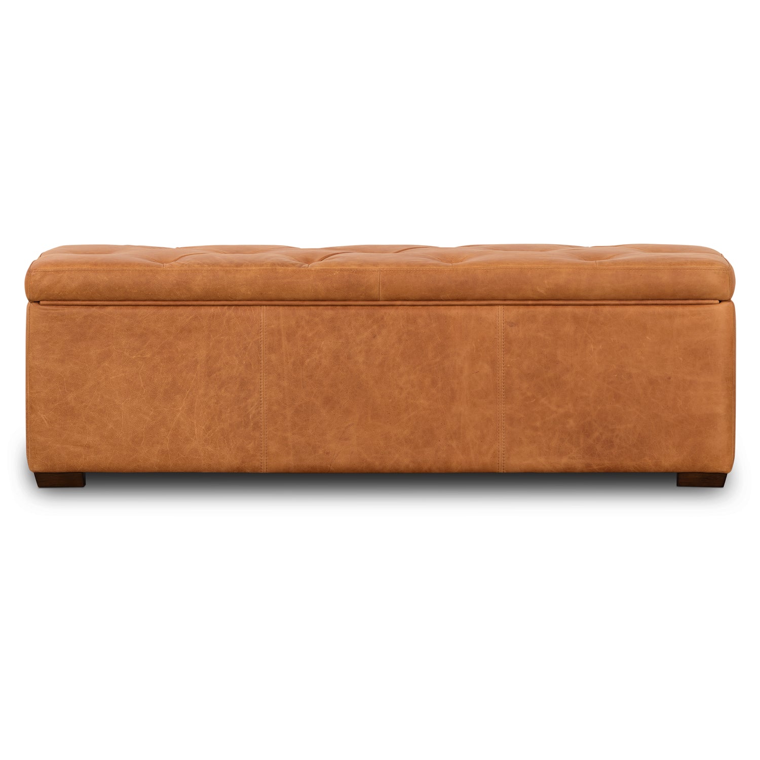 Senja Leather Storage Ottoman | Cognac Tan 