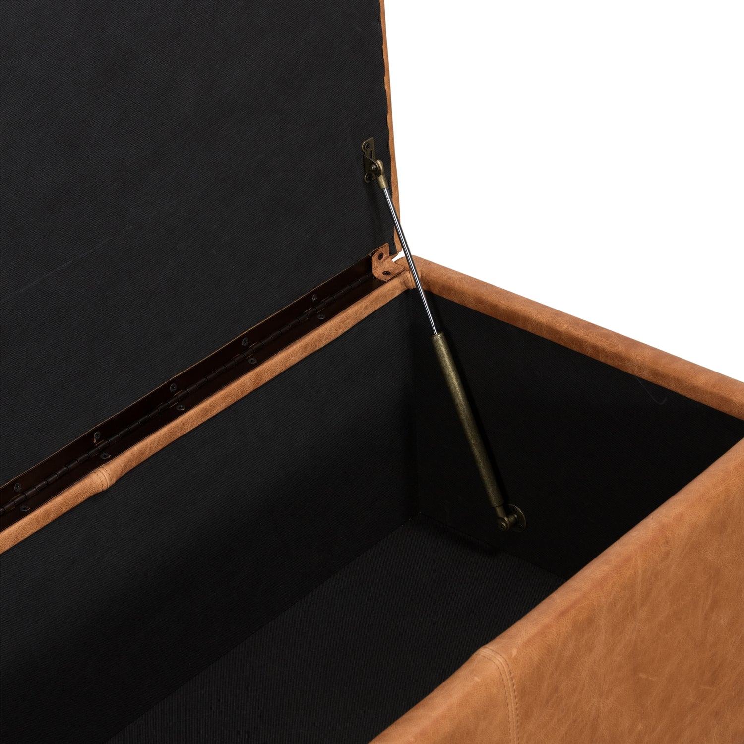 Senja Leather Storage Ottoman | Cognac Tan 