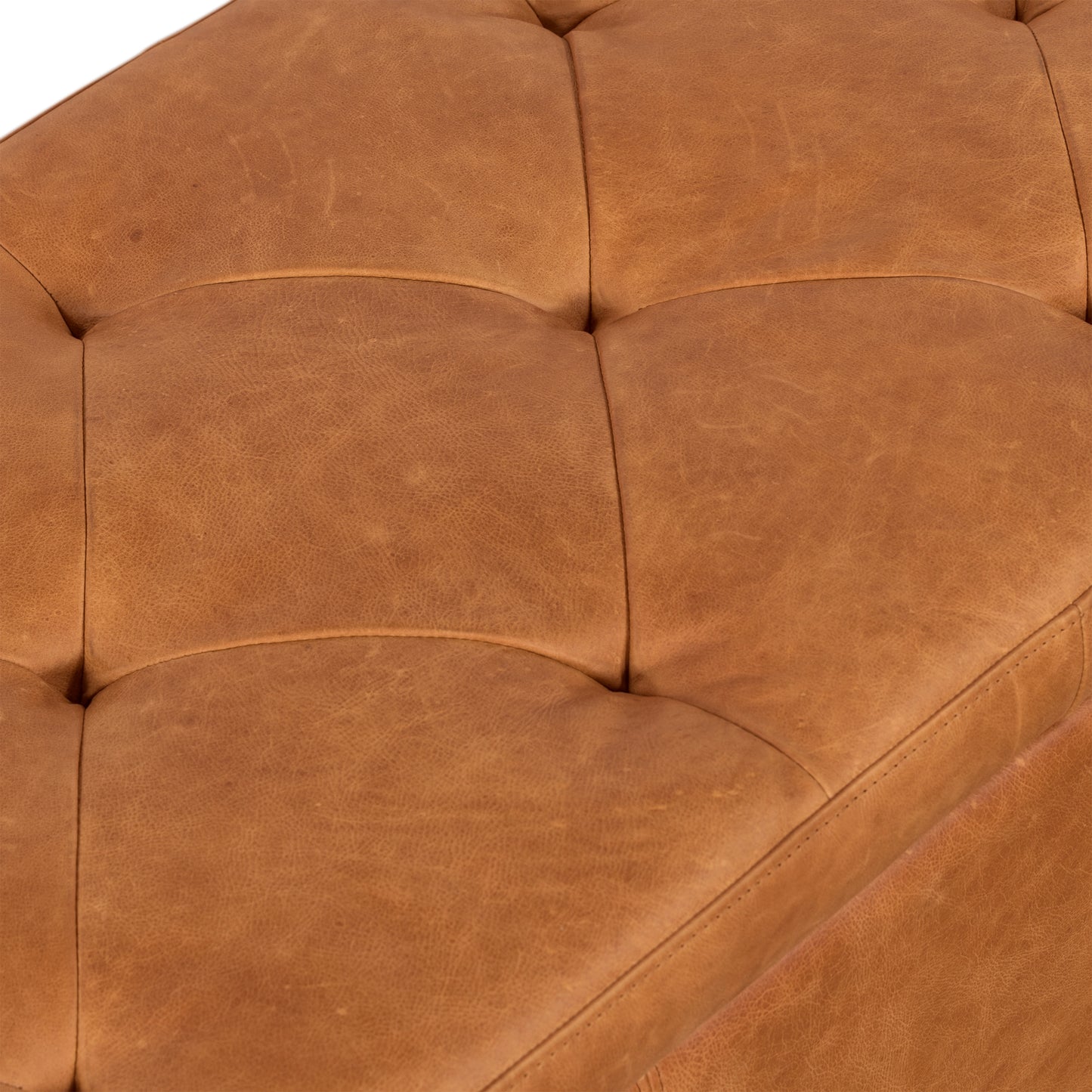 Senja Leather Storage Ottoman | Cognac Tan