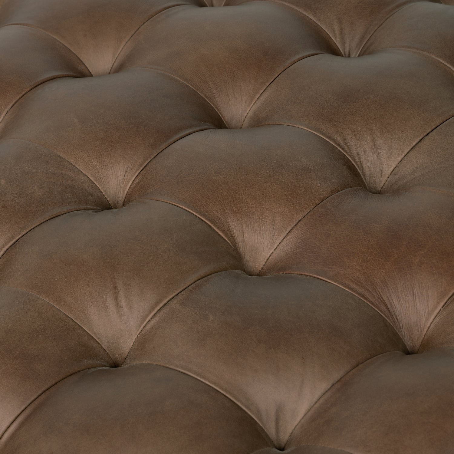 Ascot Leather Ottoman | Cocoa Brown 