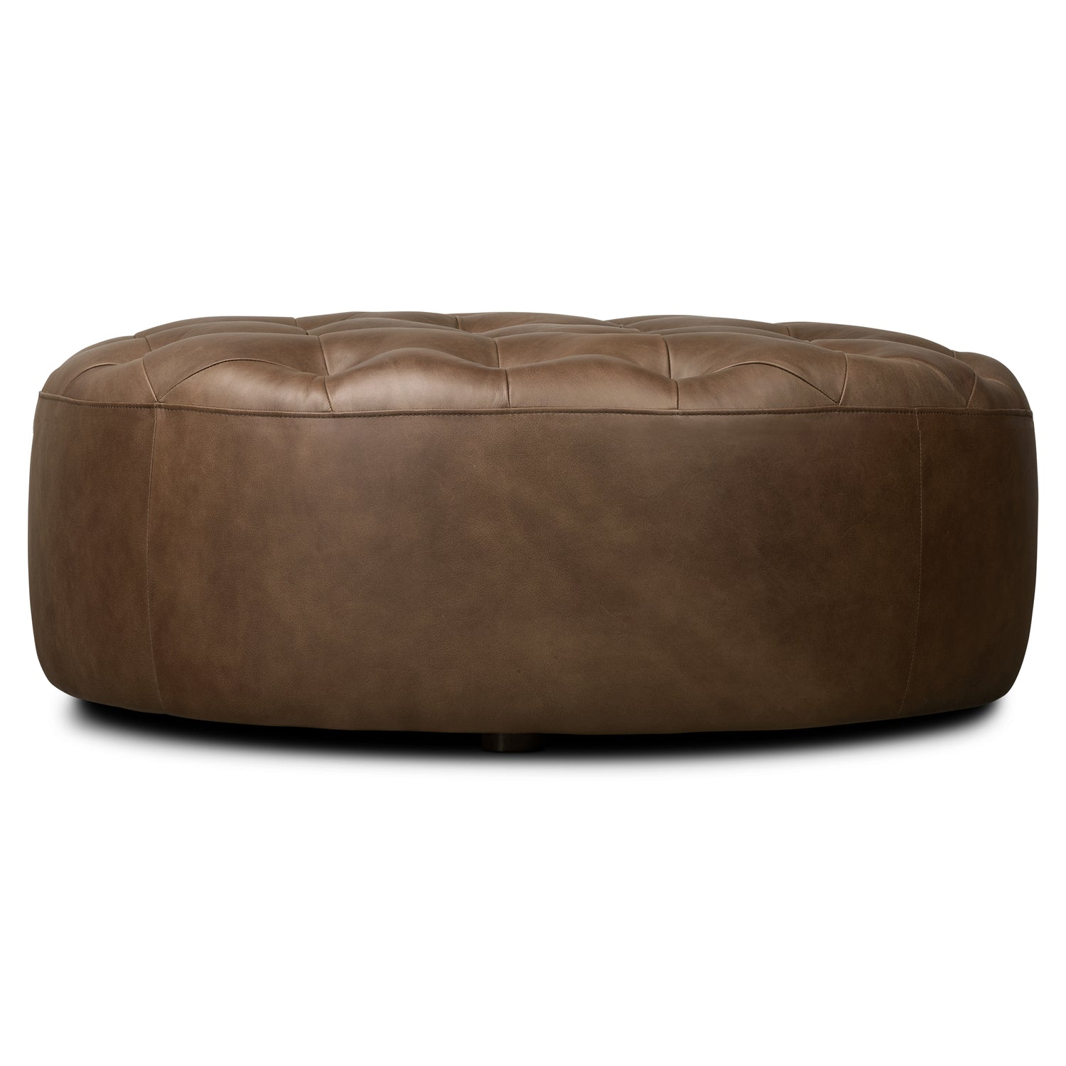 Ascot Leather Ottoman | Cocoa Brown 