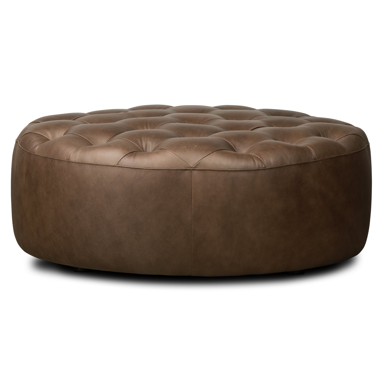 Ascot Leather Ottoman | Cocoa Brown 