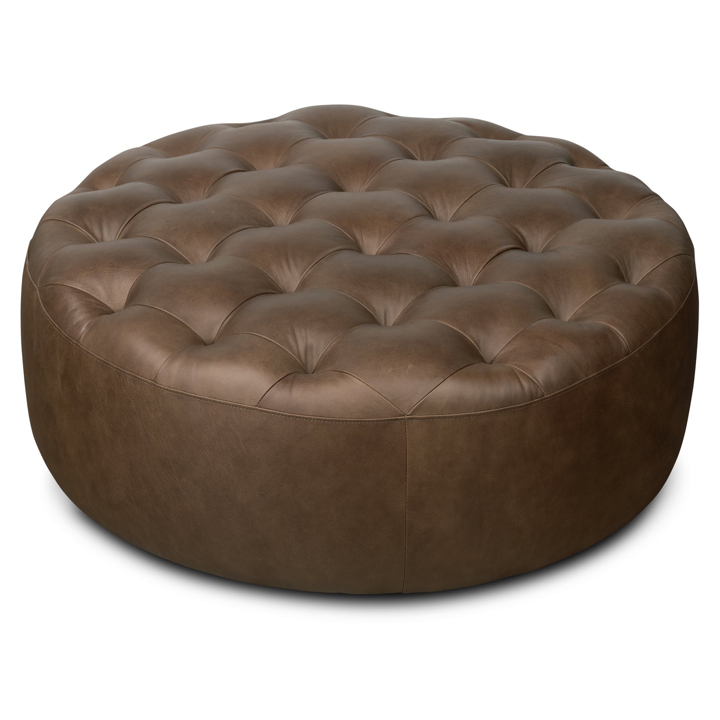 Ascot Leather Ottoman | Cocoa Brown