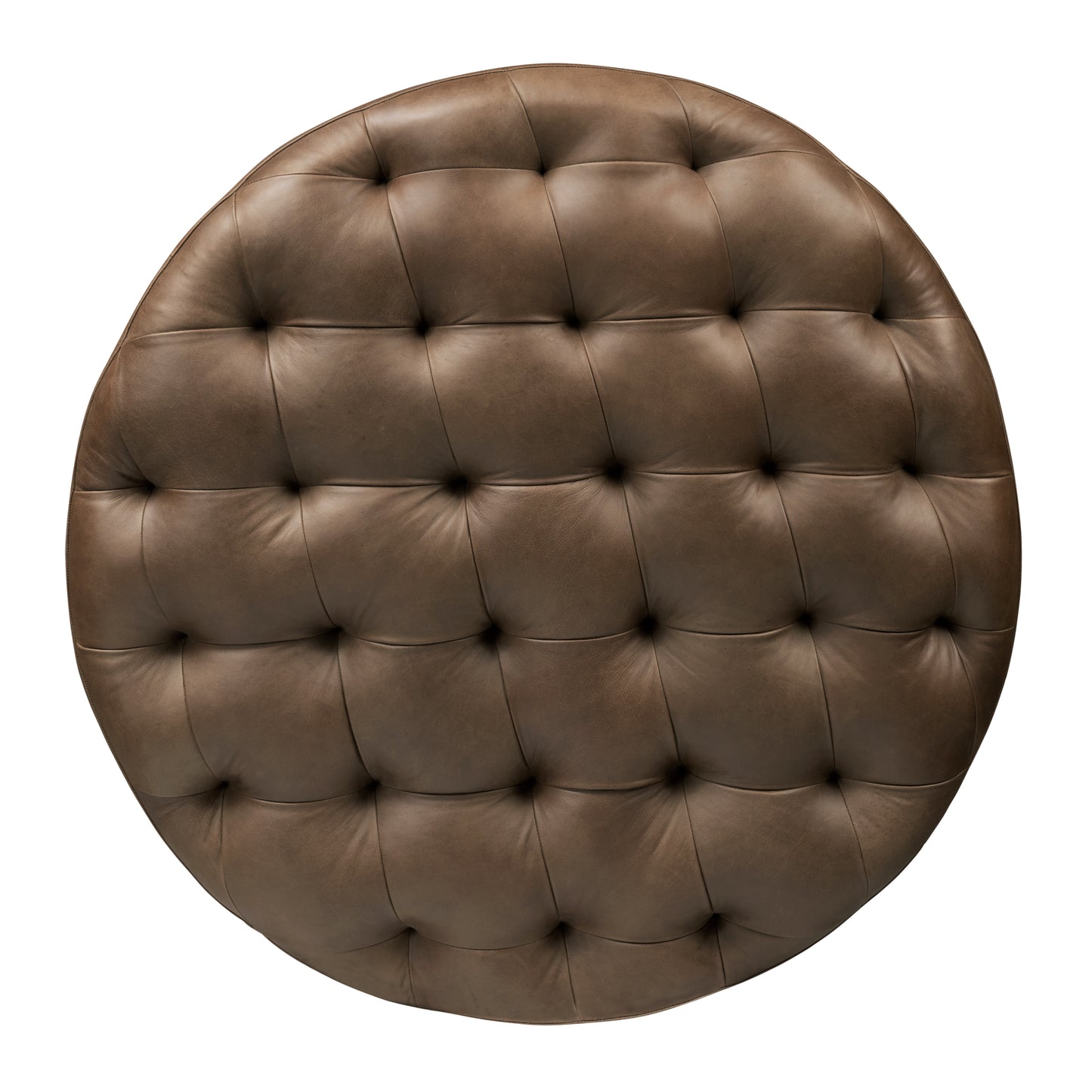Ascot Leather Ottoman | Cocoa Brown