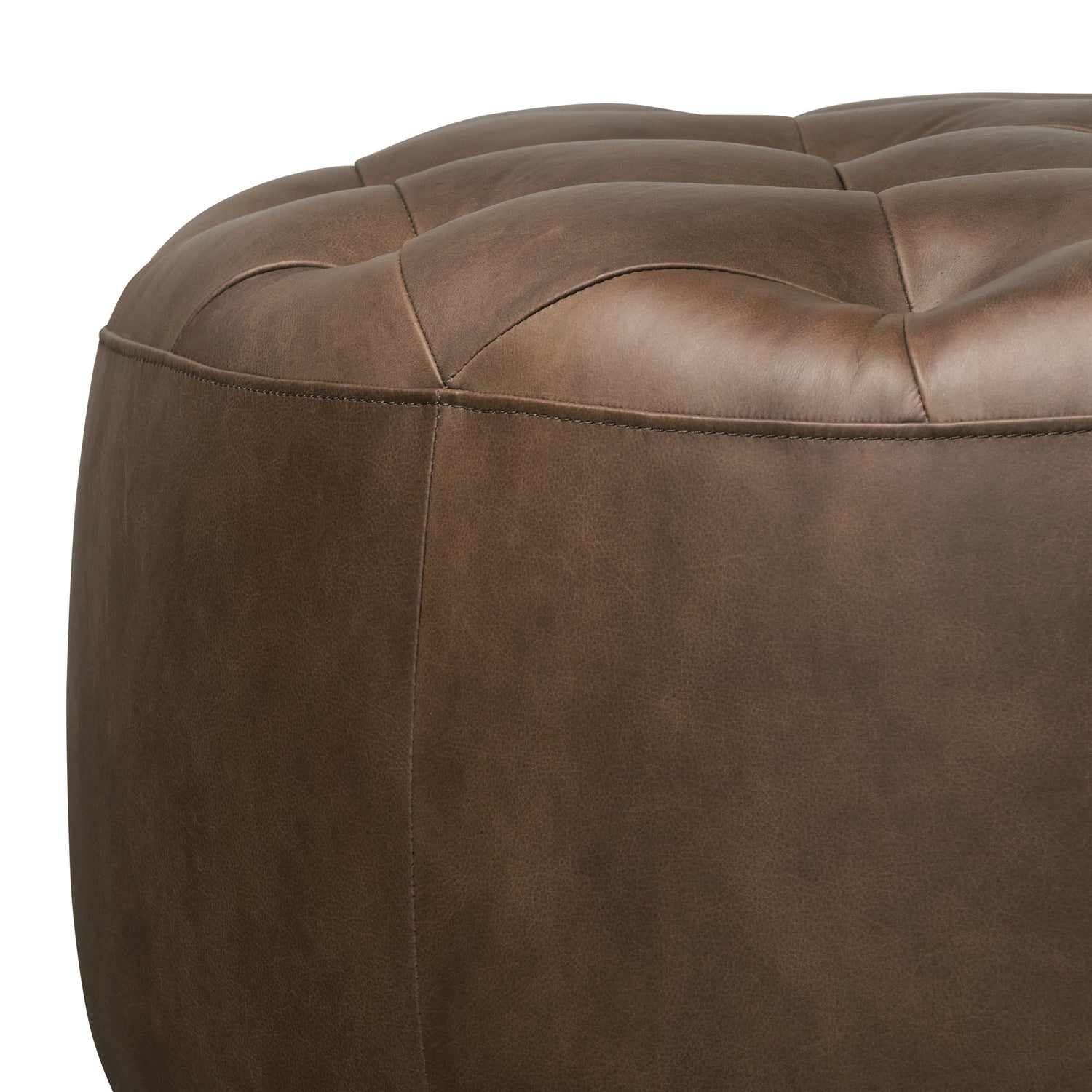 Ascot Leather Ottoman | Cocoa Brown 