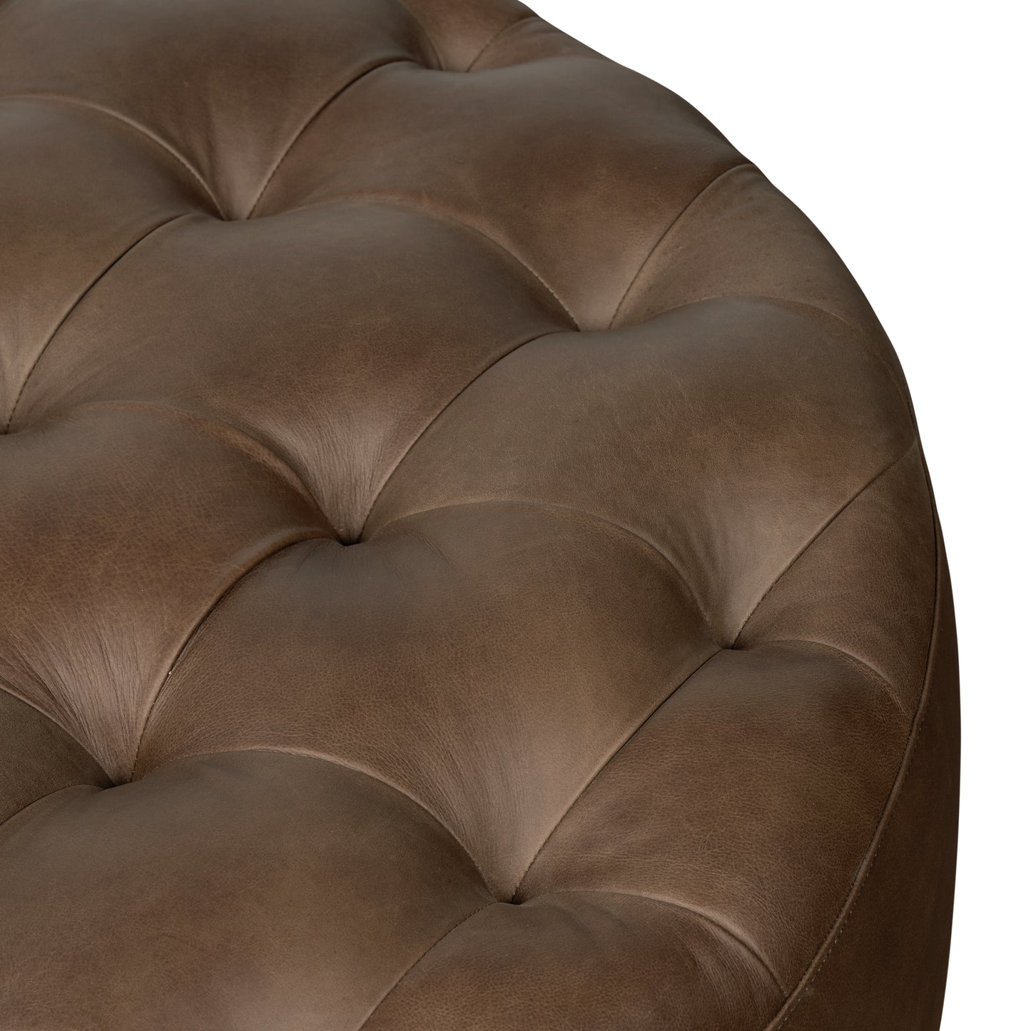 Ascot Leather Ottoman | Cocoa Brown