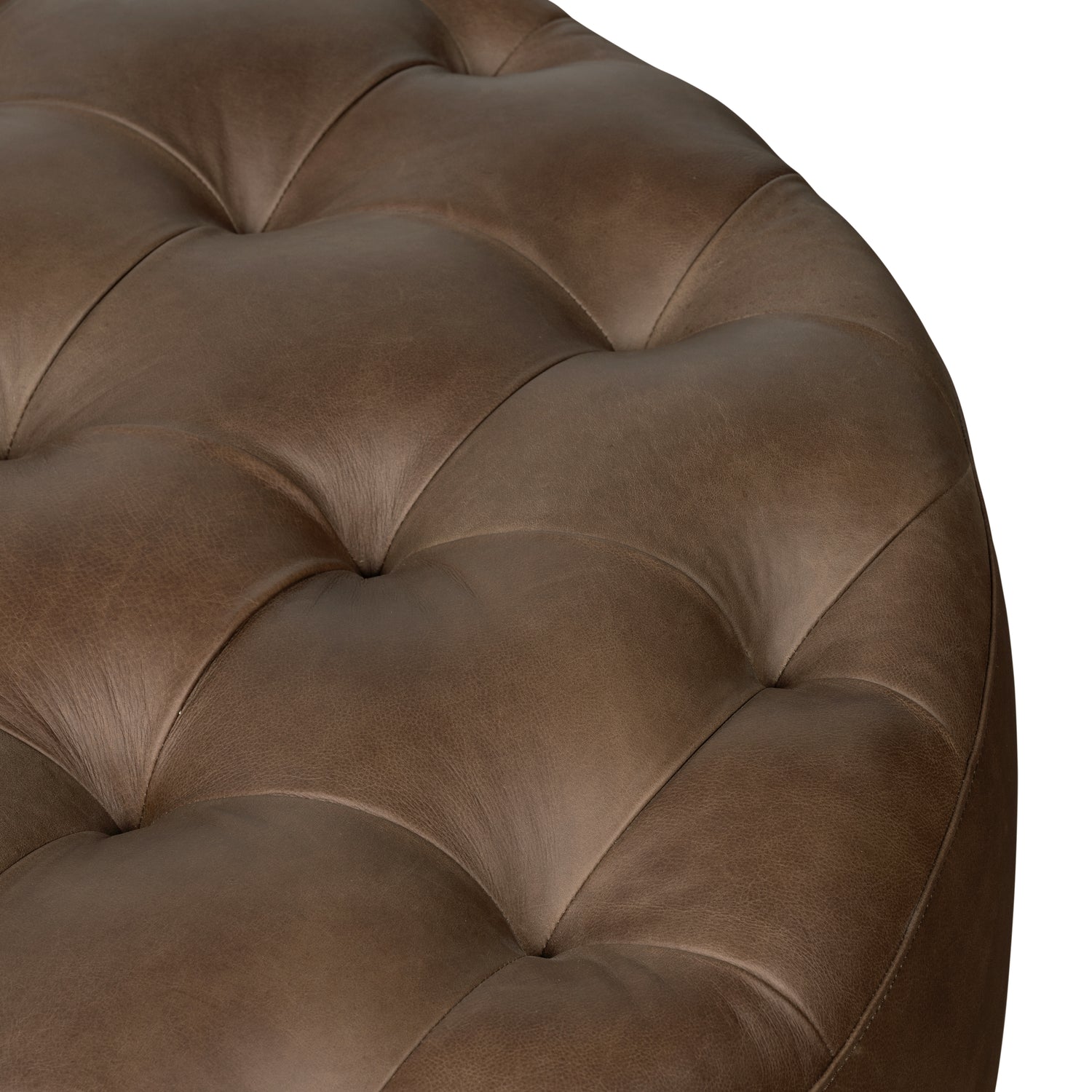 Ascot Leather Ottoman | Cocoa Brown 