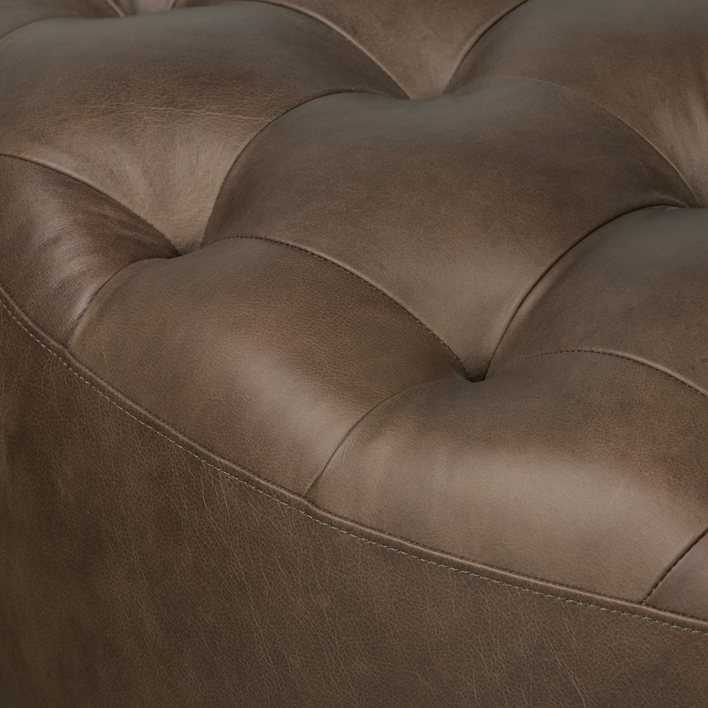 Ascot Leather Ottoman | Cocoa Brown