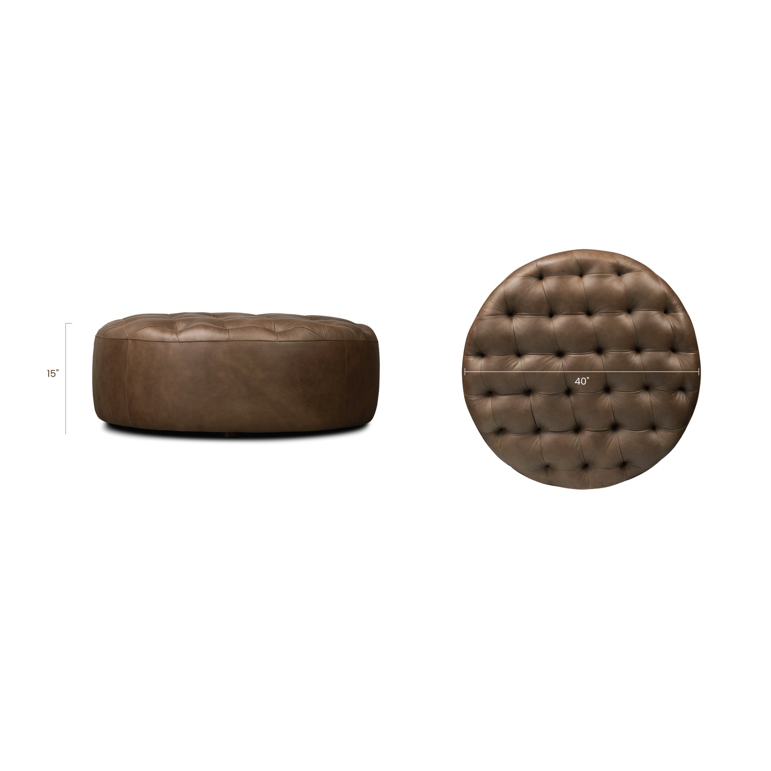Ascot Leather Ottoman | Cocoa Brown 