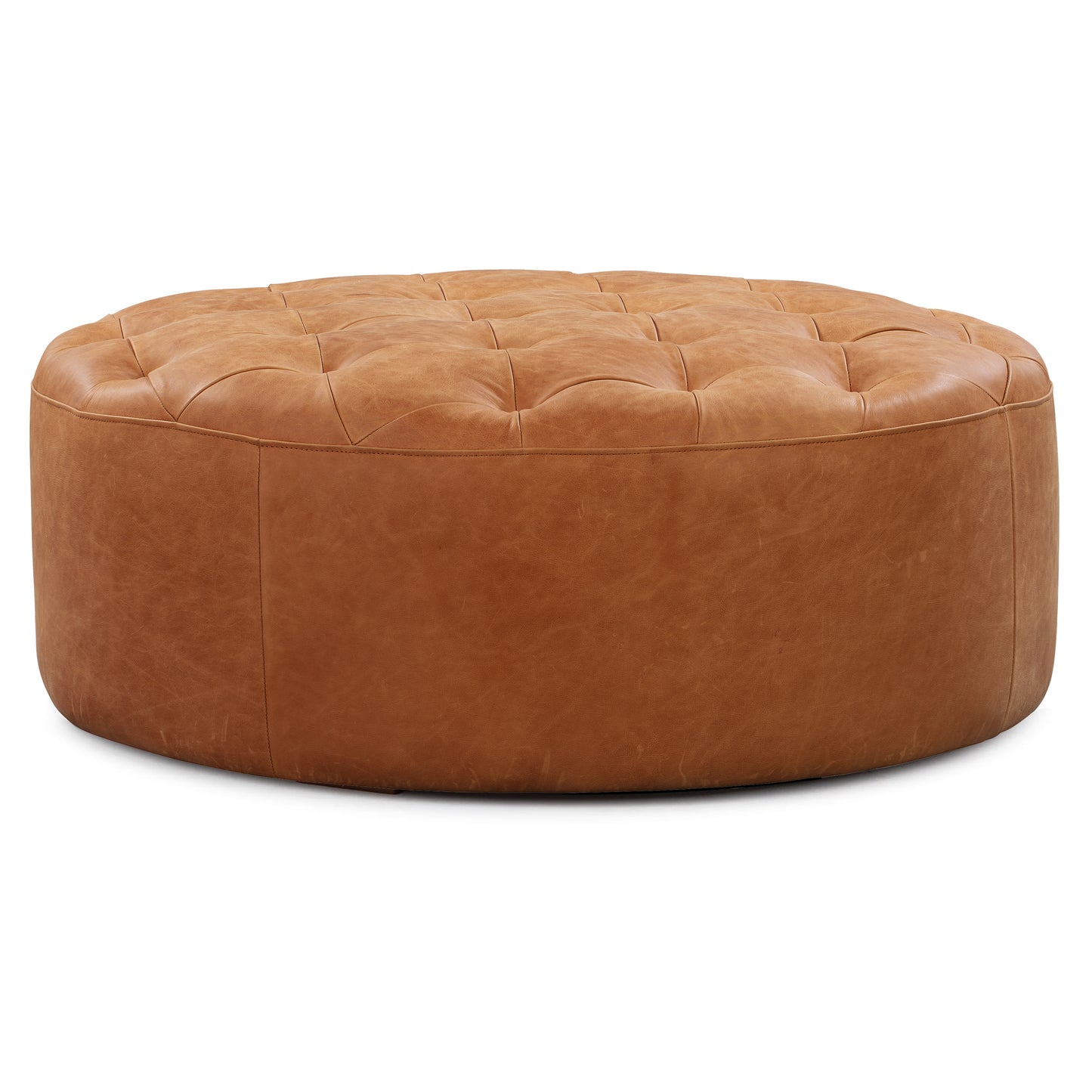Ascot Leather Ottoman | Cognac Tan