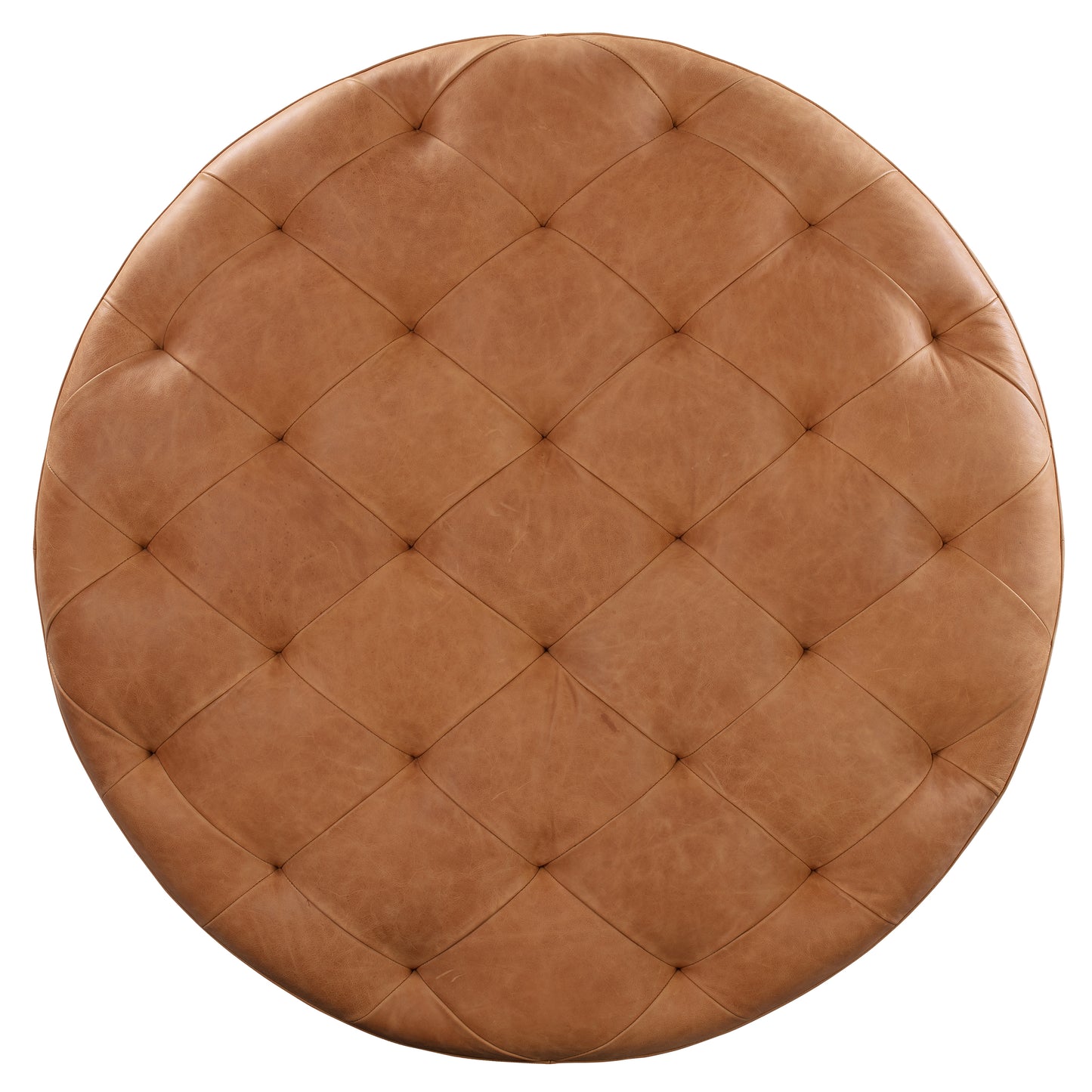 Ascot Leather Ottoman | Cognac Tan