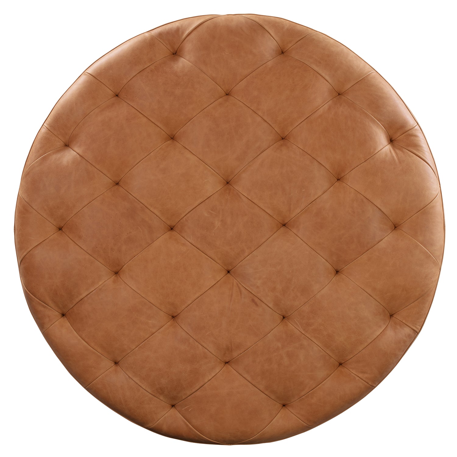 Ascot Leather Ottoman | Cognac Tan 