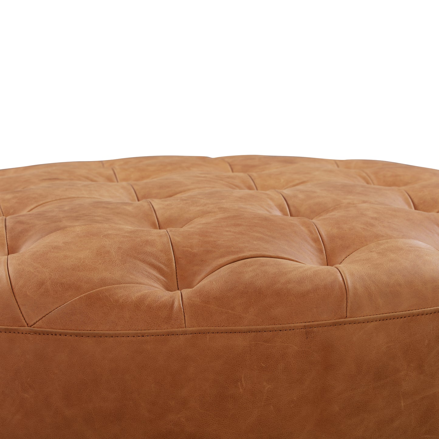 Ascot Leather Ottoman | Cognac Tan