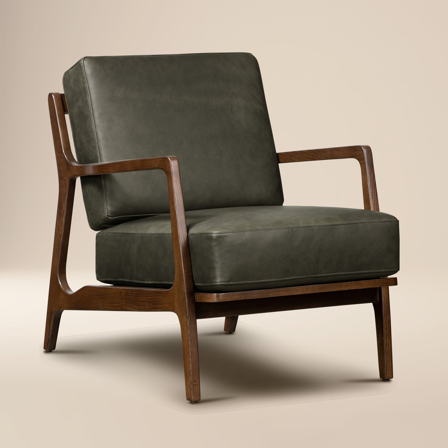 Verity Leather Lounge Chair | Olivine Green