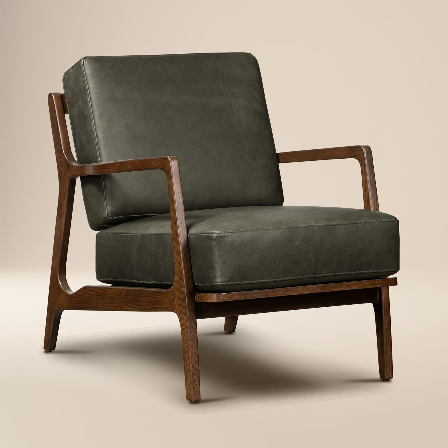 Verity Leather Lounge Chair | Olivine Green 