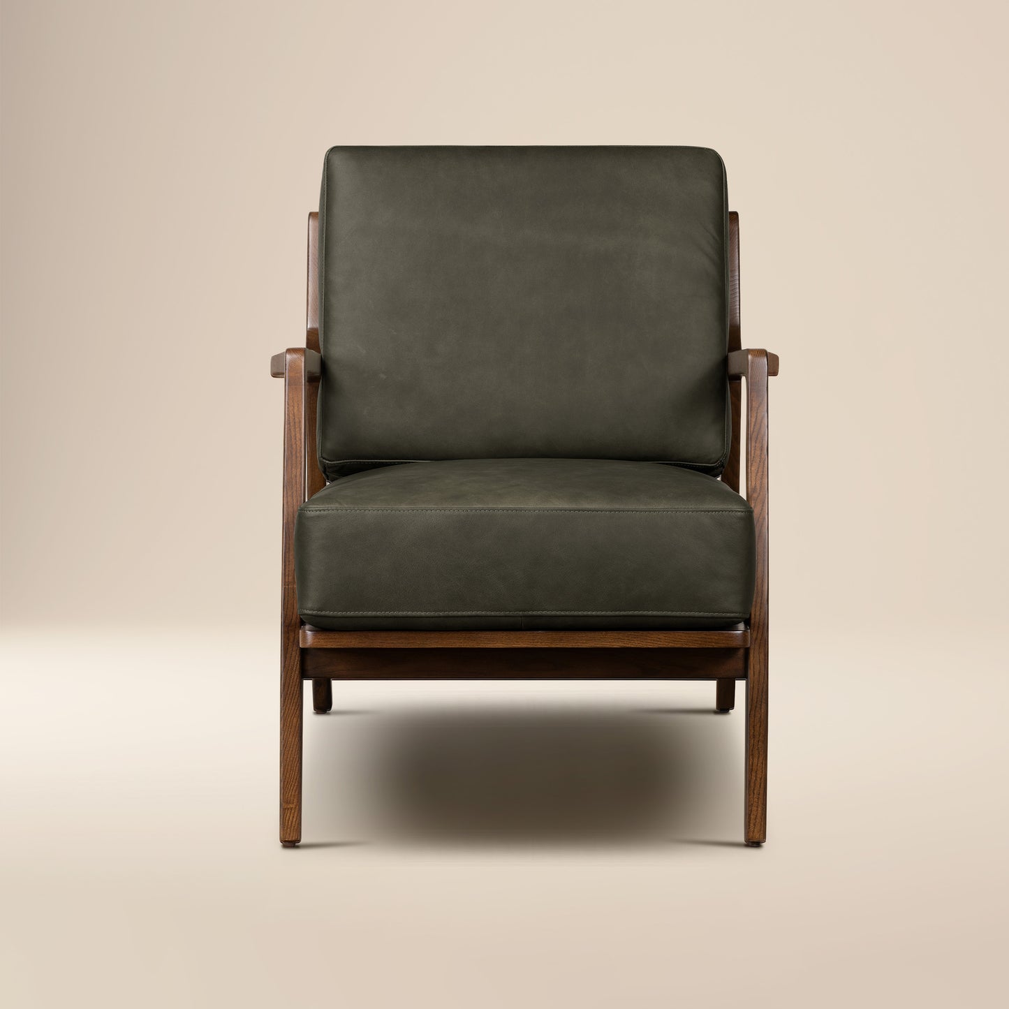 Verity Leather Lounge Chair | Olivine Green