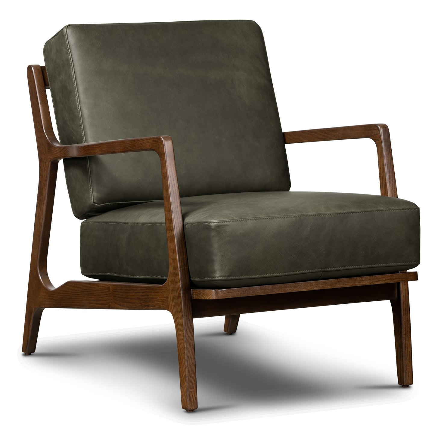Verity Leather Lounge Chair | Olivine Green