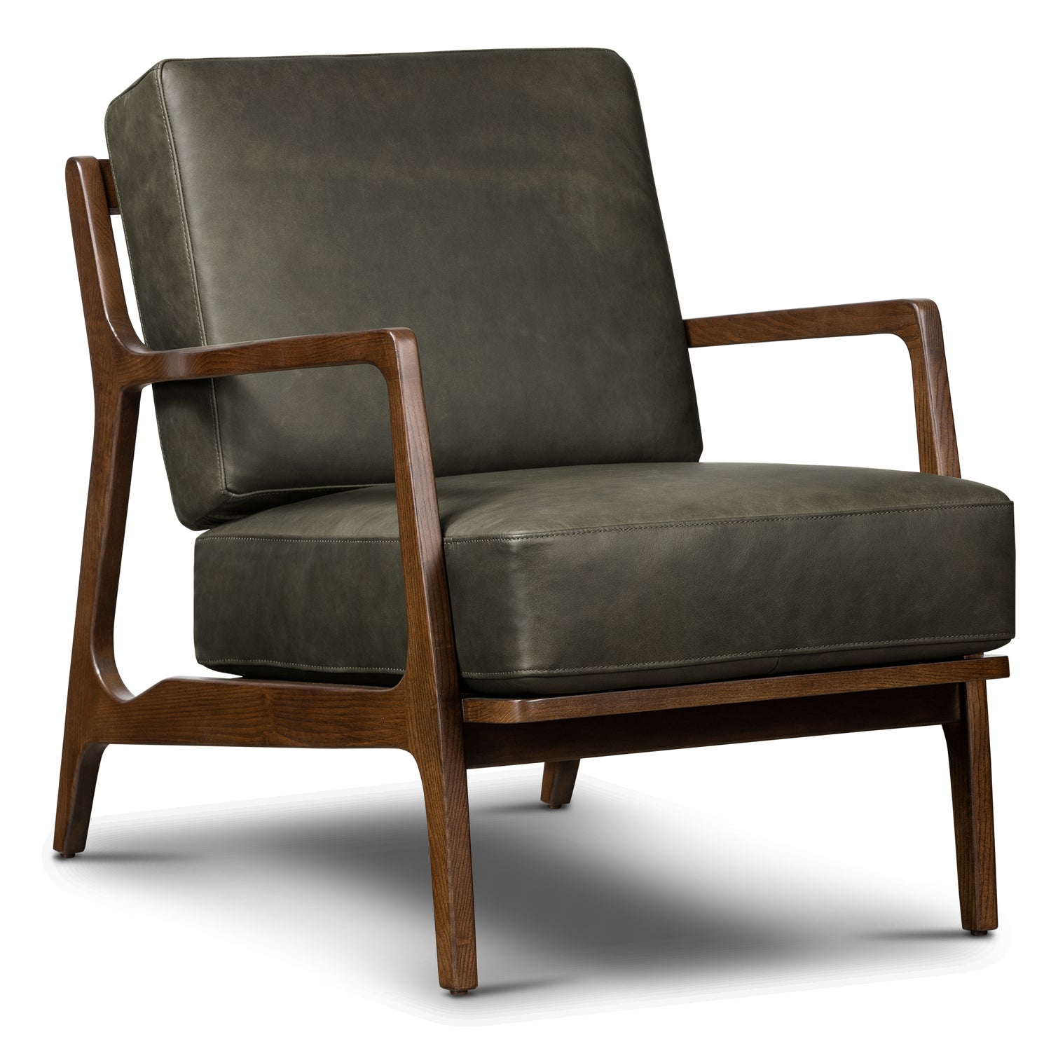 Verity Leather Lounge Chair | Olivine Green 