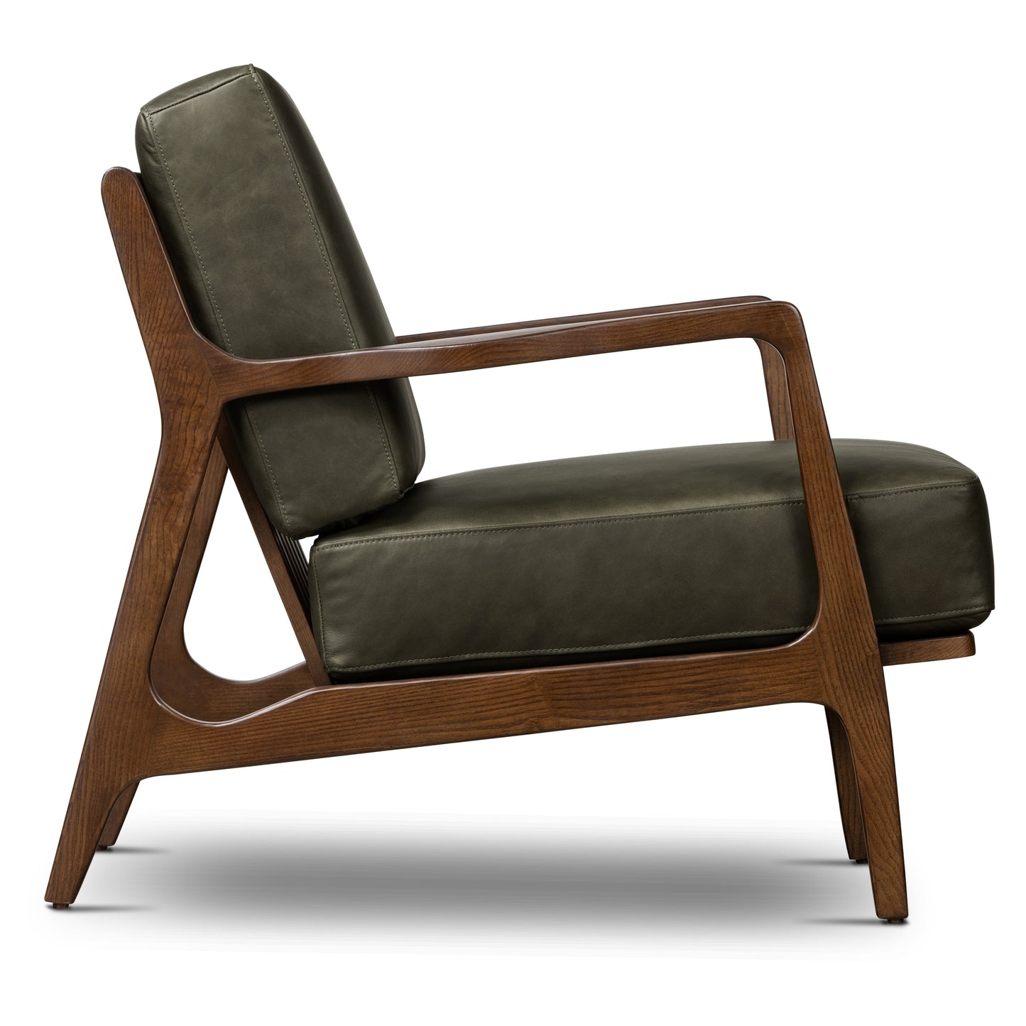 Verity Leather Lounge Chair | Olivine Green