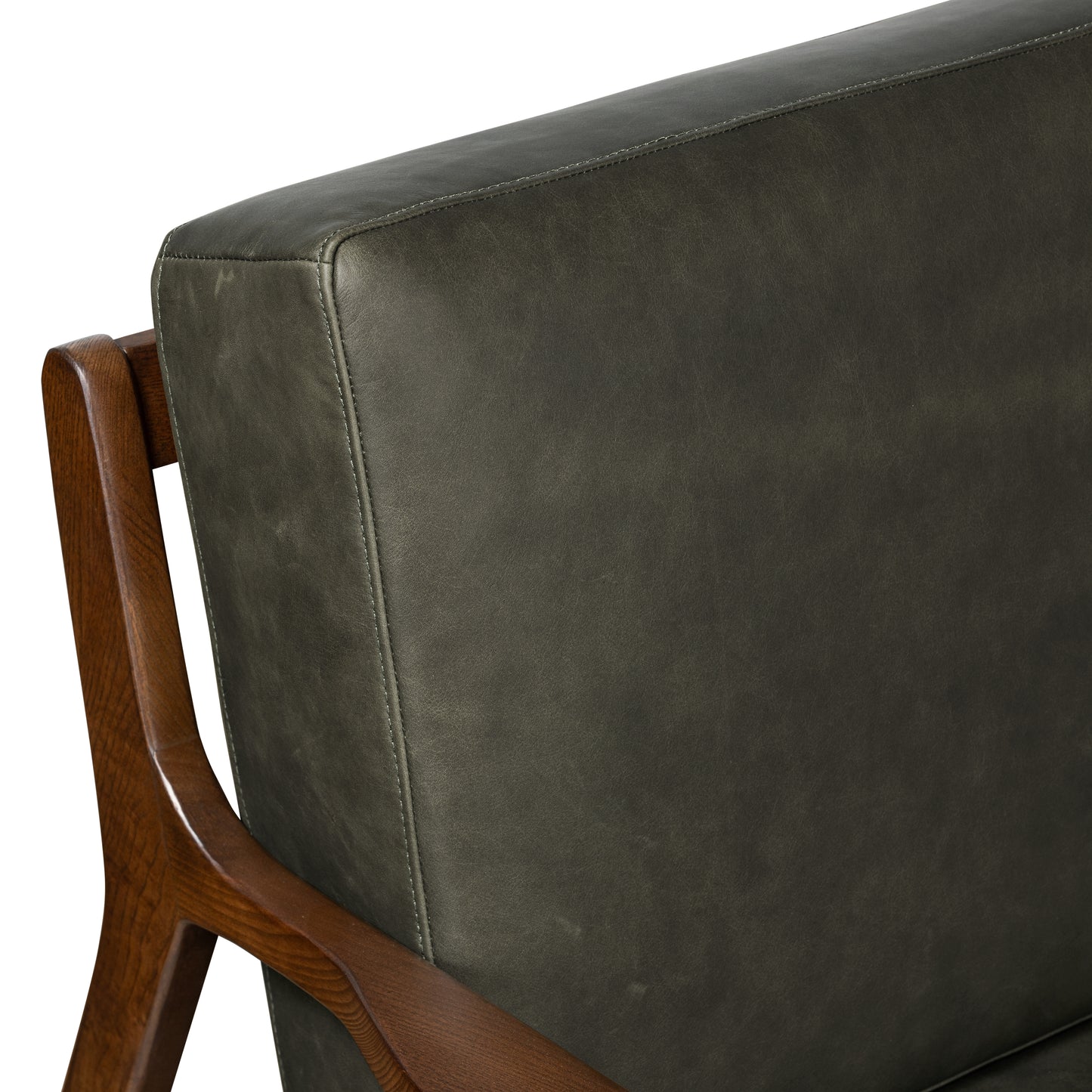 Verity Leather Lounge Chair | Olivine Green