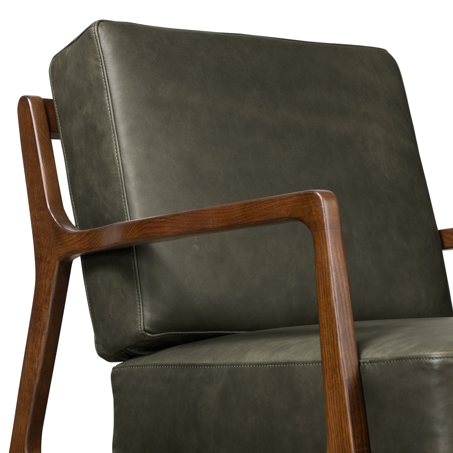 Verity Leather Lounge Chair | Olivine Green