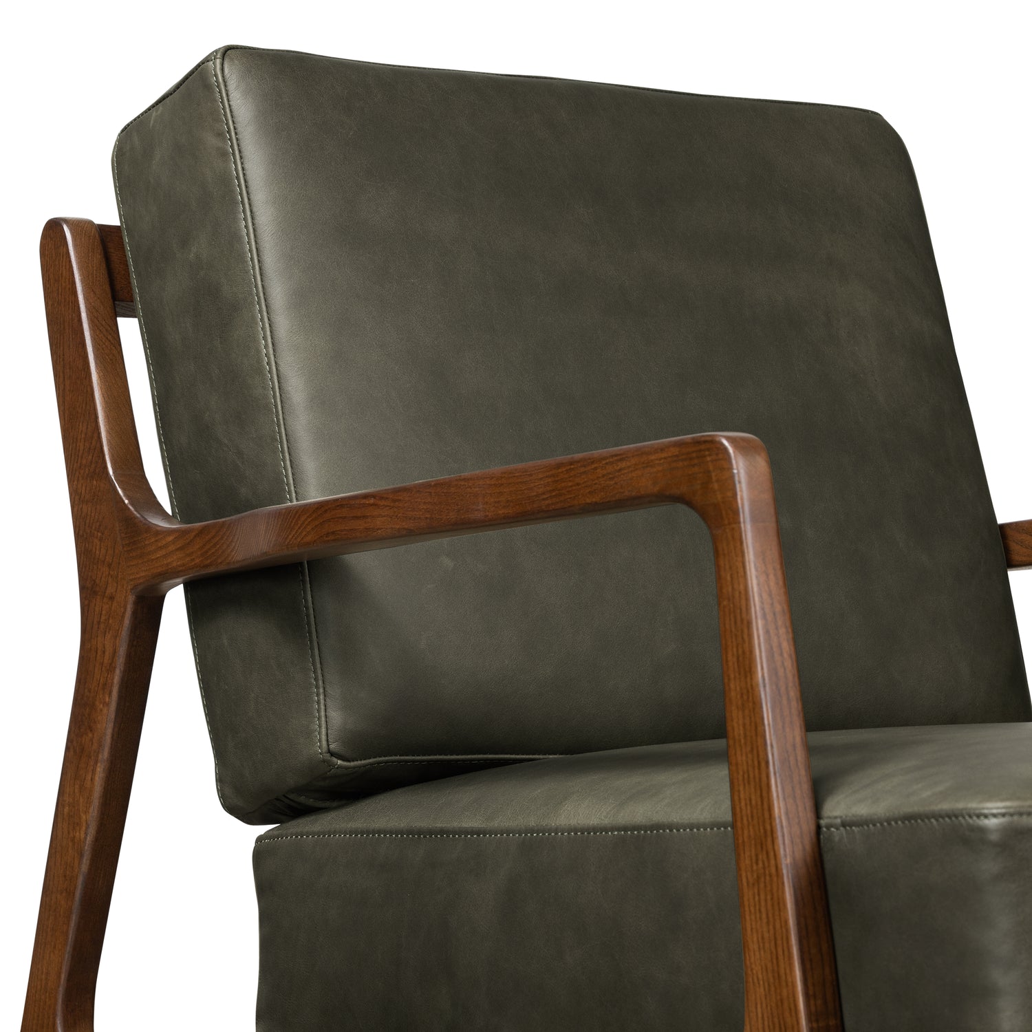 Verity Leather Lounge Chair | Olivine Green 