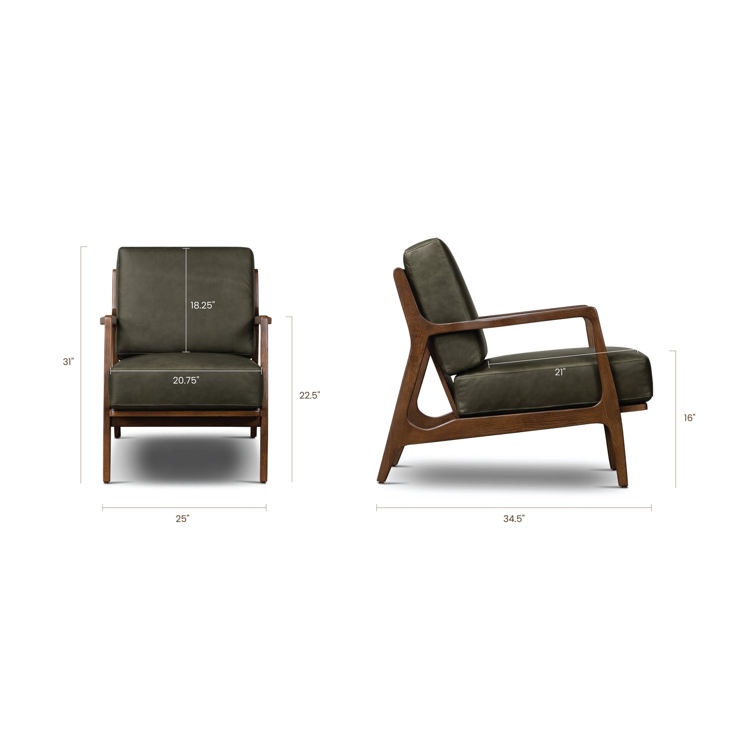 Verity Leather Lounge Chair | Olivine Green 