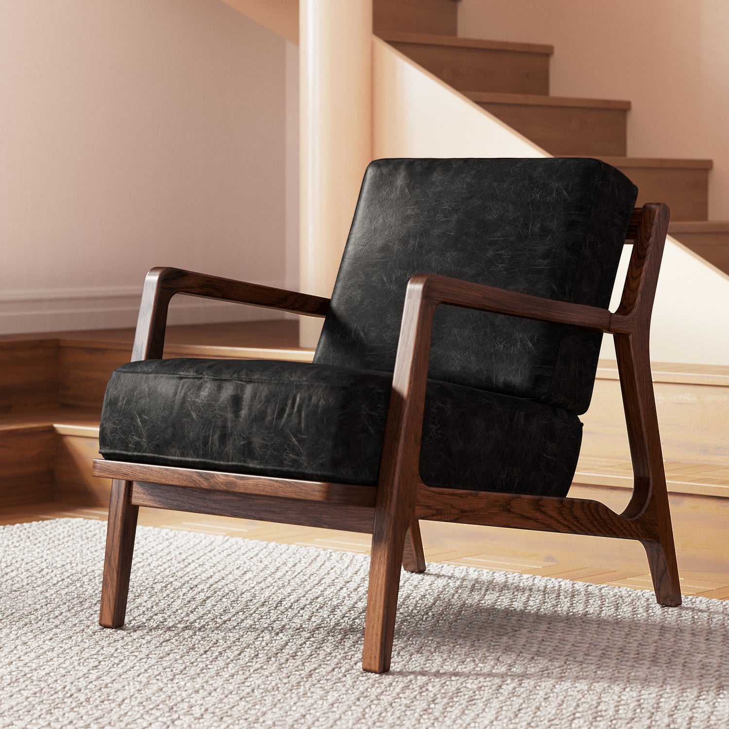 Verity Leather Lounge Chair | Onyx Black lifestyle_image