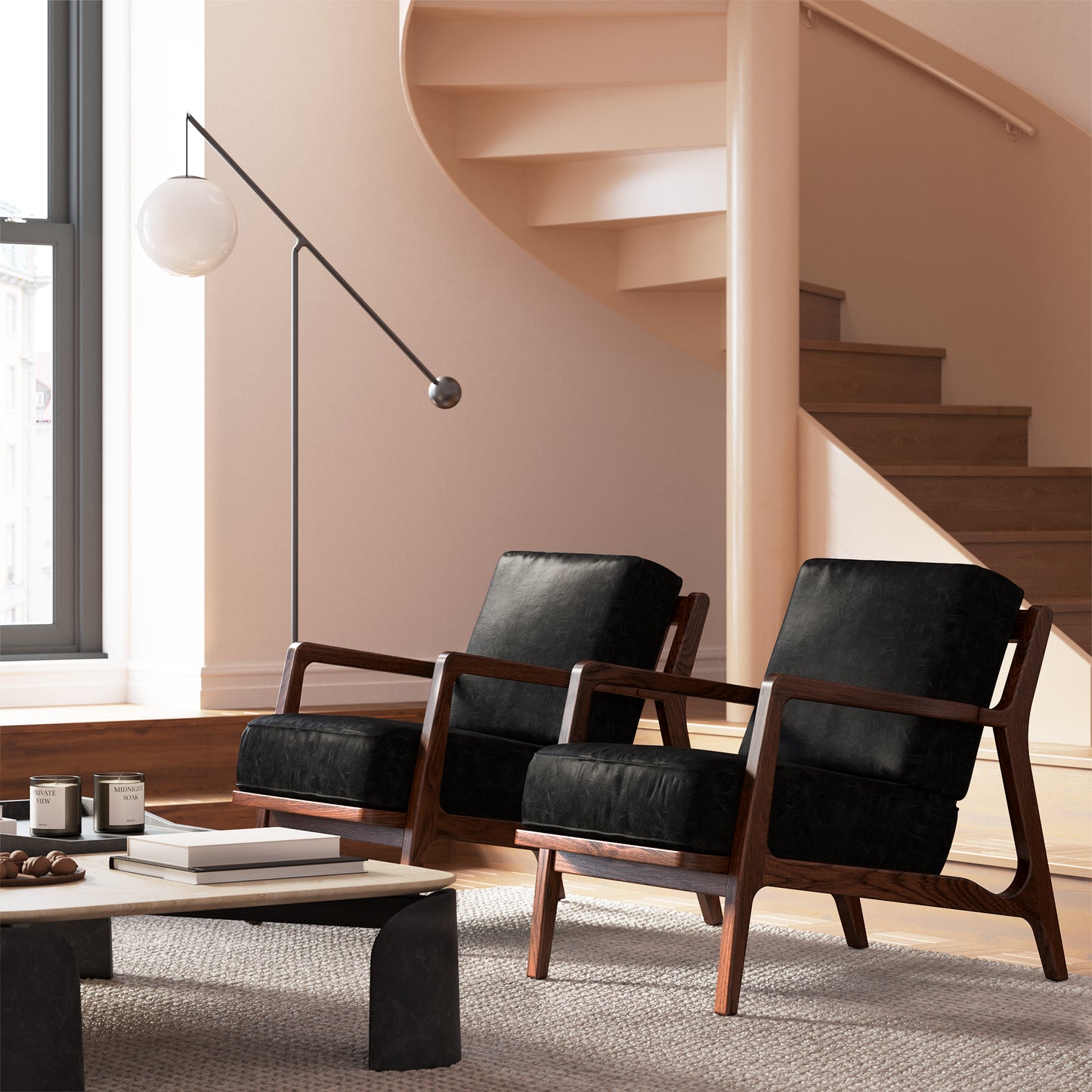 Verity Leather Lounge Chair | Onyx Black