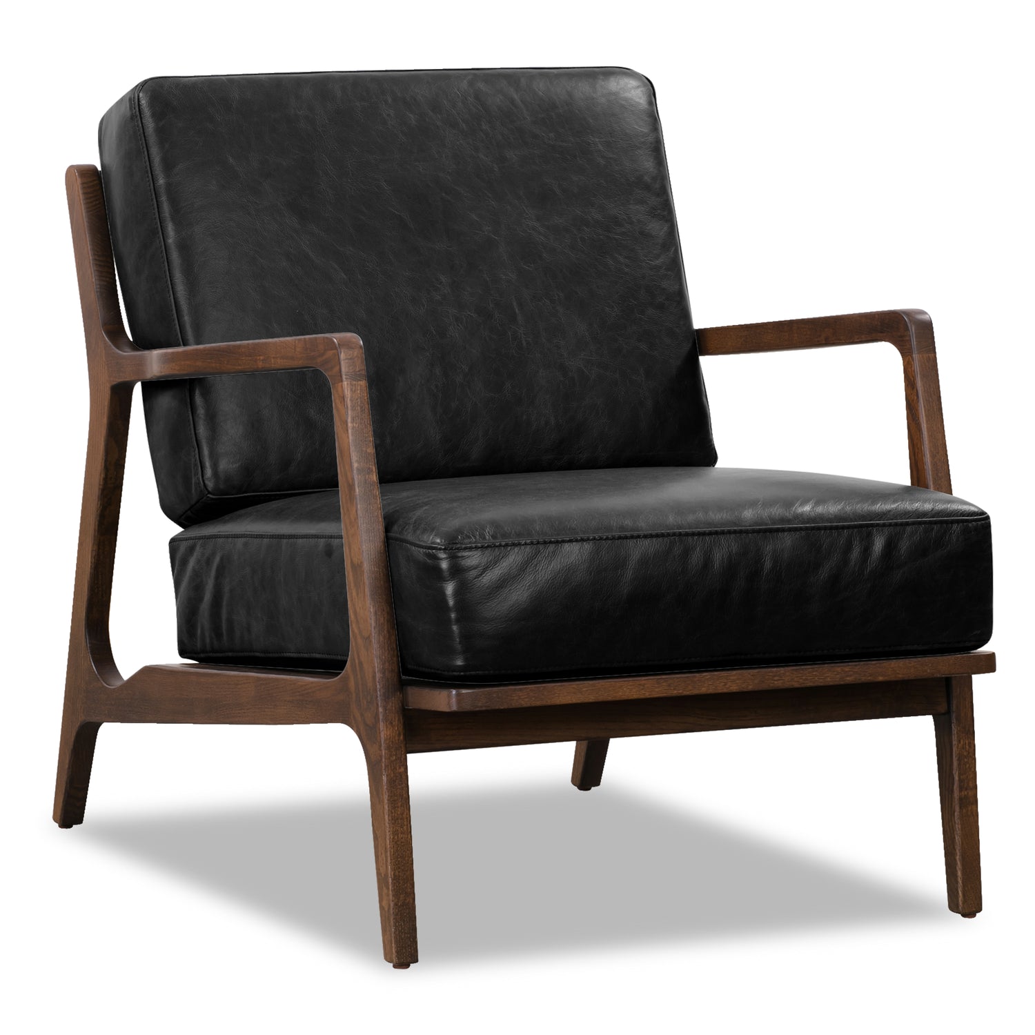 Verity Leather Lounge Chair | Onyx Black 