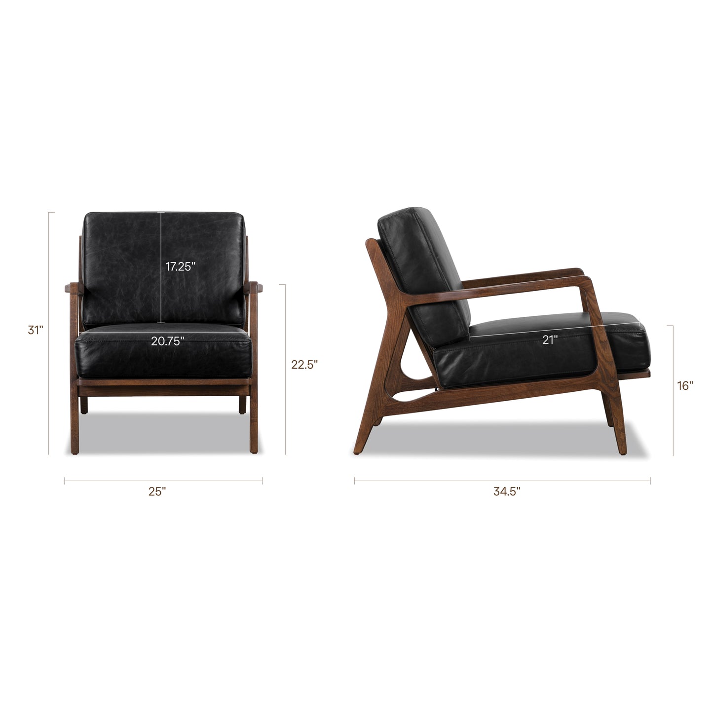 Verity Leather Lounge Chair | Onyx Black