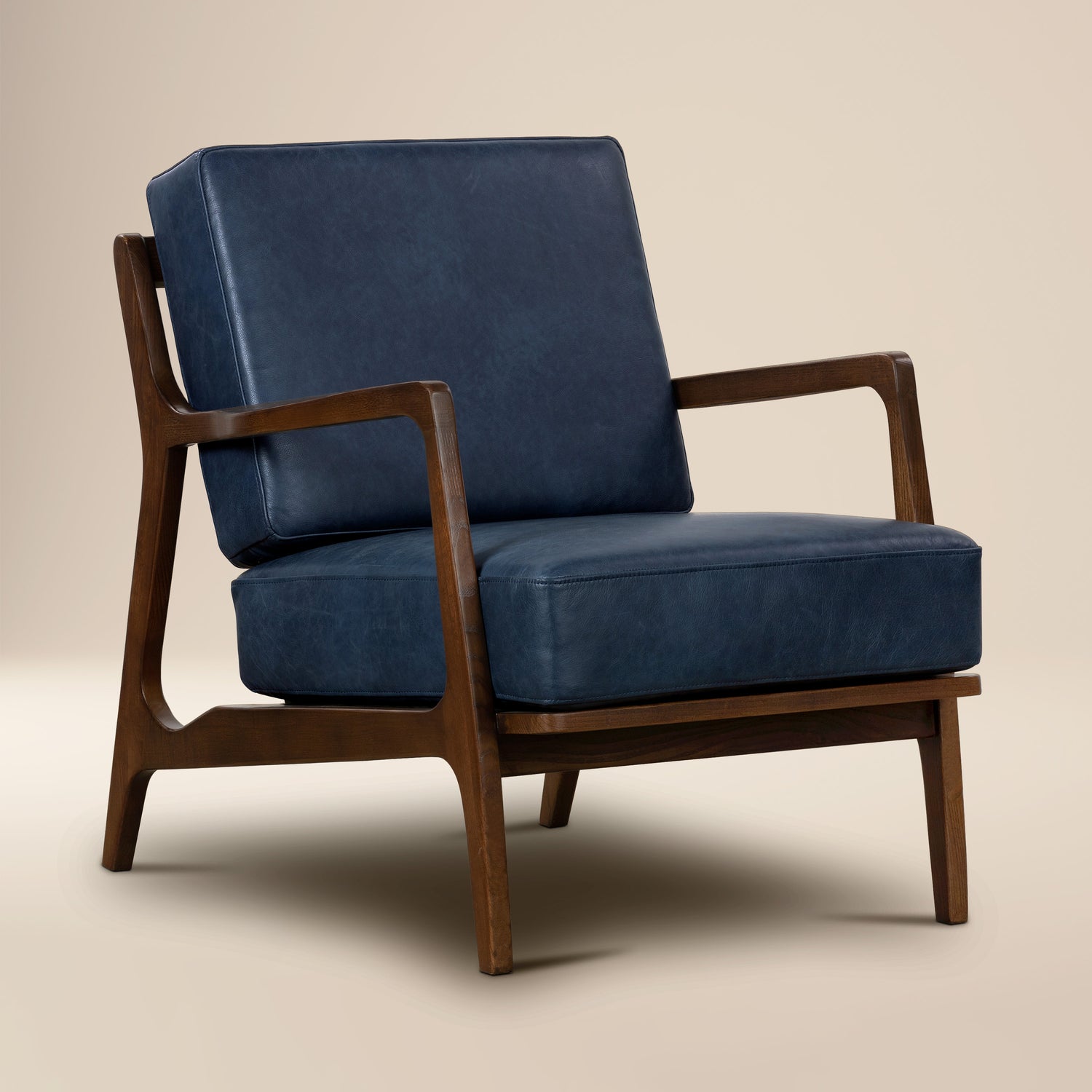 Verity Leather Lounge Chair | Midnight Blue 