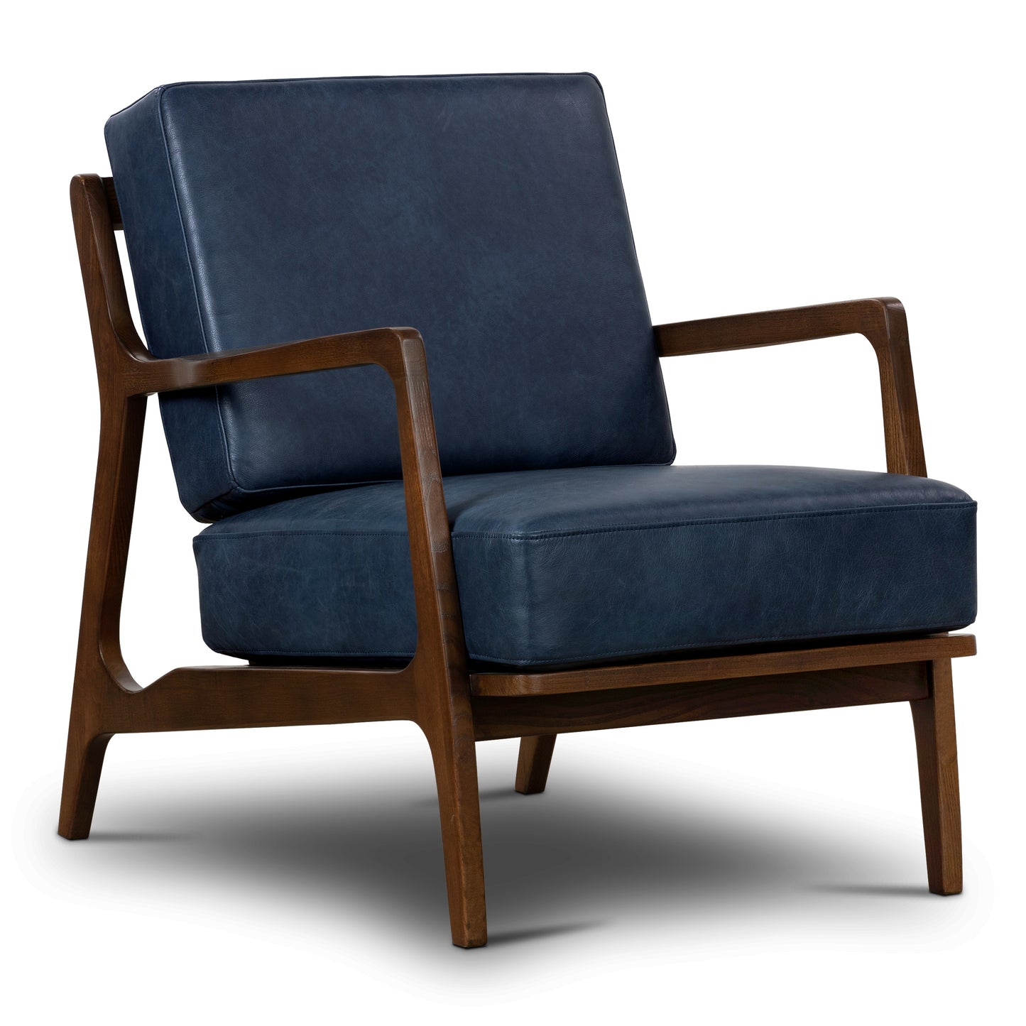 Verity Leather Lounge Chair | Midnight Blue