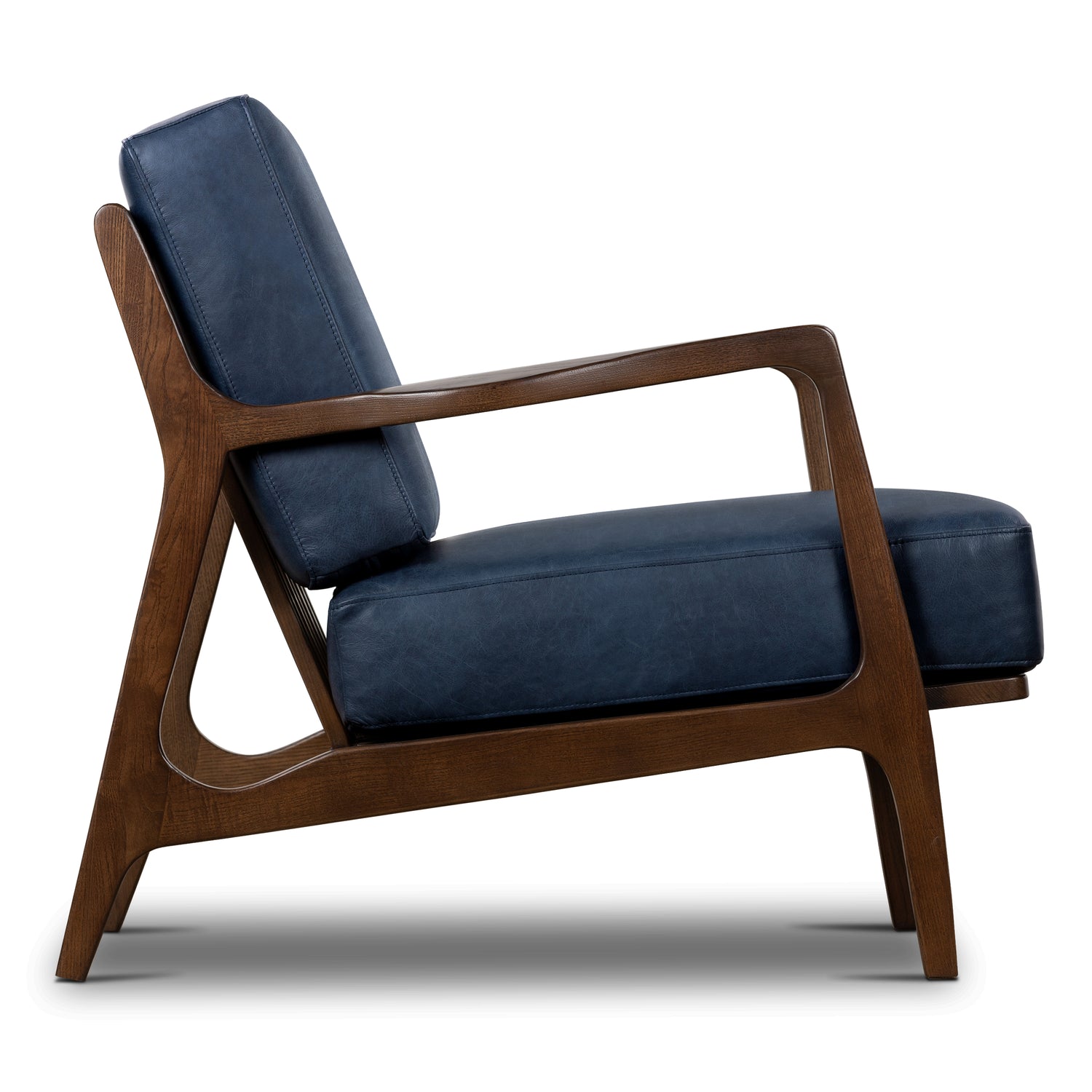 Verity Leather Lounge Chair | Midnight Blue 