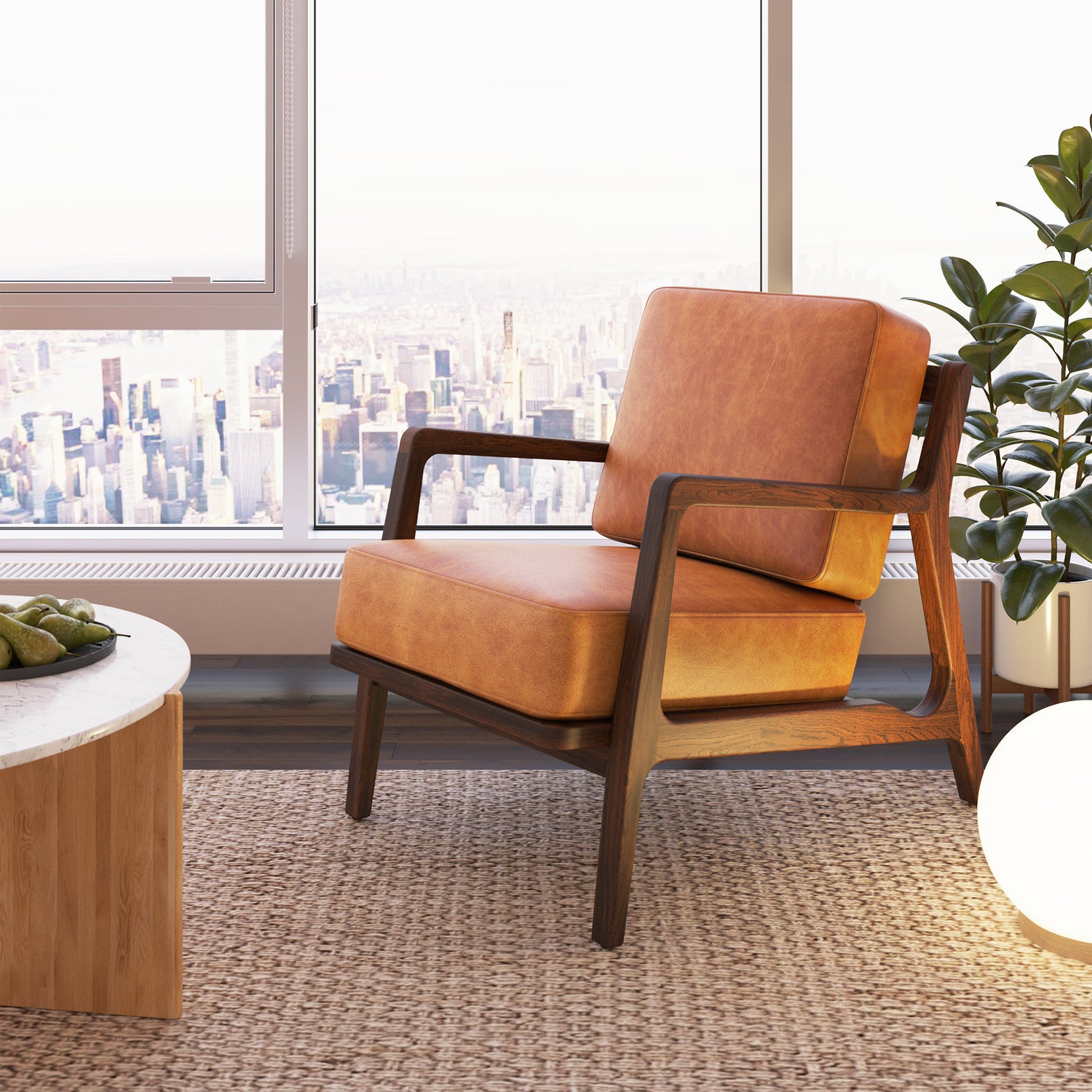 Verity Leather Lounge Chair | Cognac Tan lifestyle_image